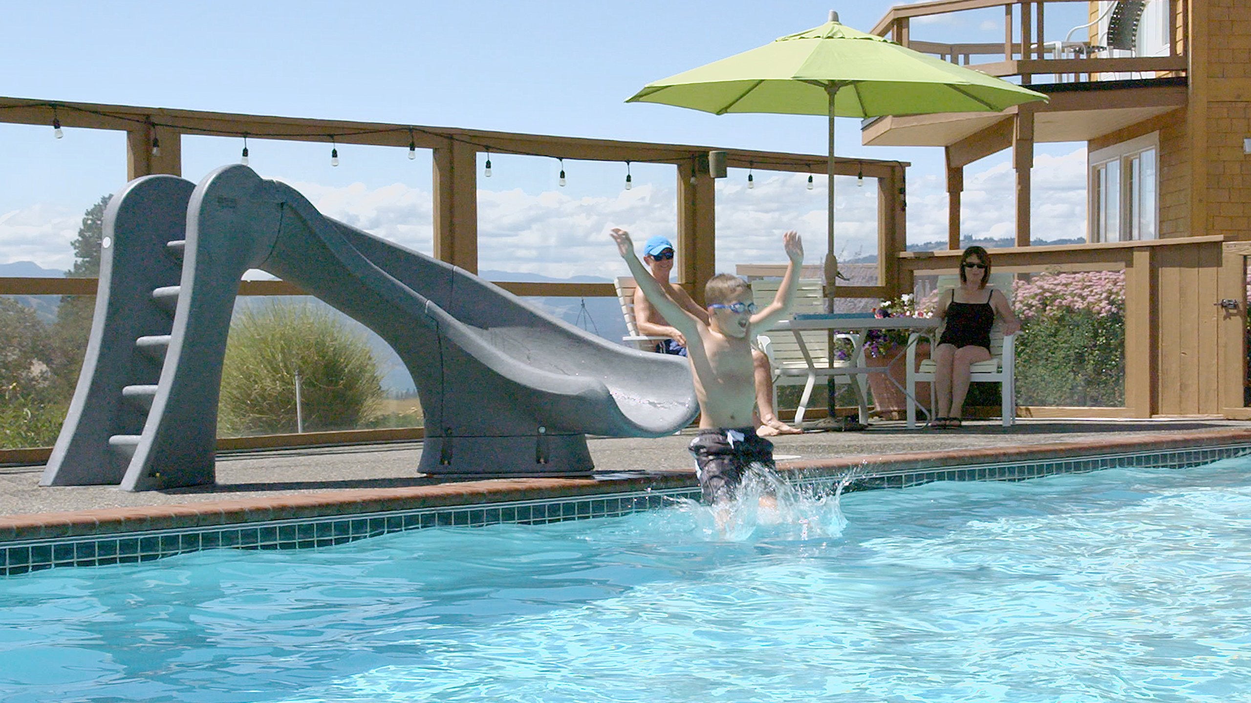 S.R. Smith 698-209-58124 Cyclone Right Curve Pool Slide, Gray Granite