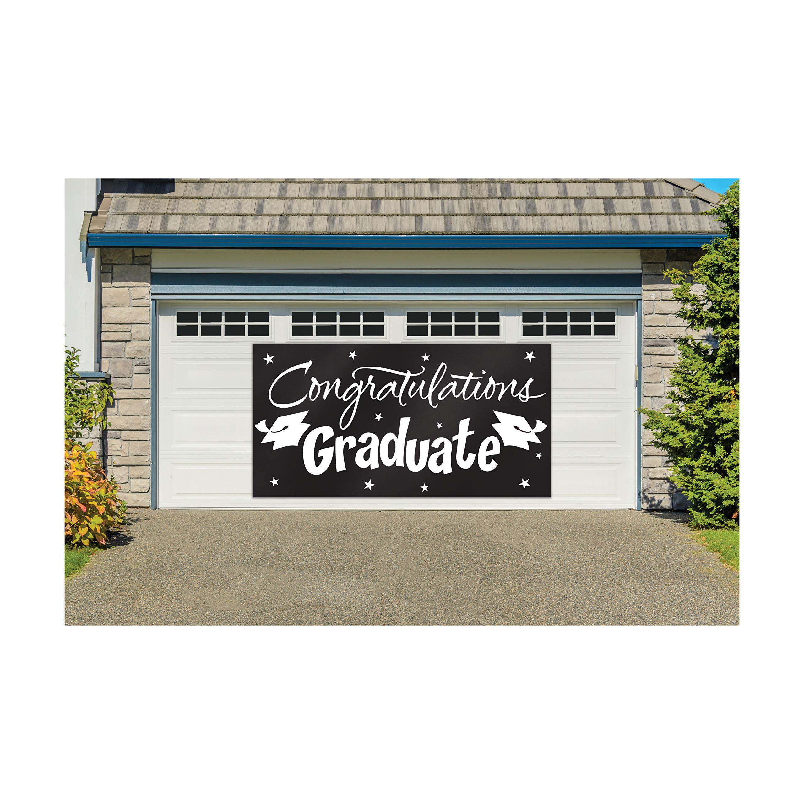 Creative Converting Gigantic Greetings Black Congratulations Graduates Giant Banner, One Size