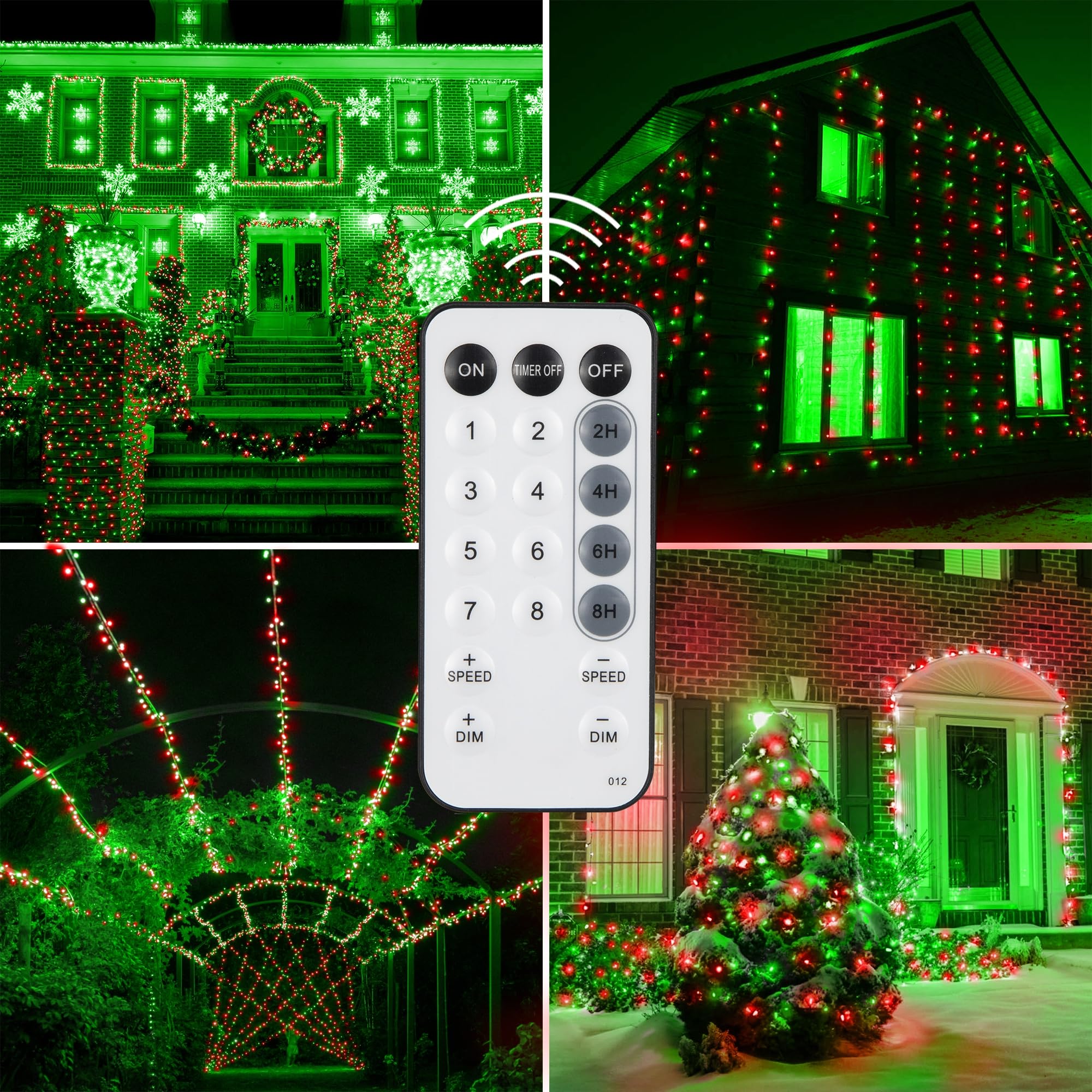 weillsnow 328 FT 1000 LED Christmas String Lights with Remote & Timer, 8 Lighting Modes Twinkle Lights, Waterproof Fairy Lights for Outdoor Bedroom Backyard Tree Wall Christmas Decoration (Red&Green)