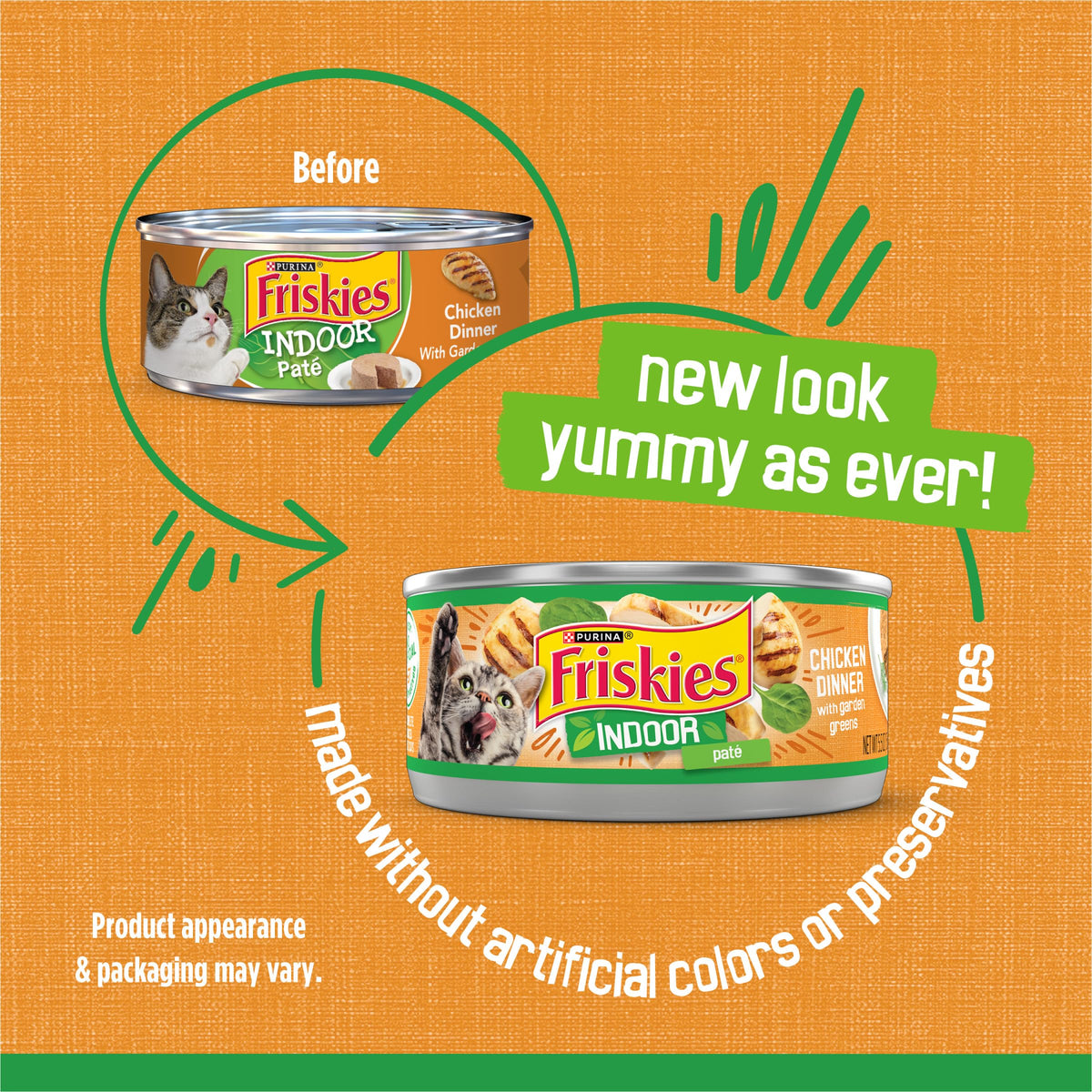 Purina Friskies Indoor Cat Food Pate Chicken Dinner With Garden Greens - (Pack of 24) 5.5 oz. Cans