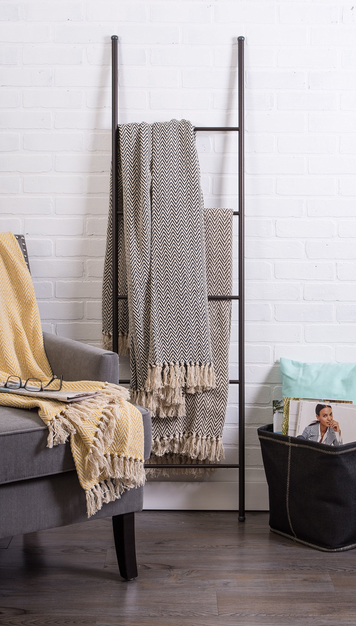 DII Chevron Throw Collection Handloomed Cotton, 50x60, Eggplant