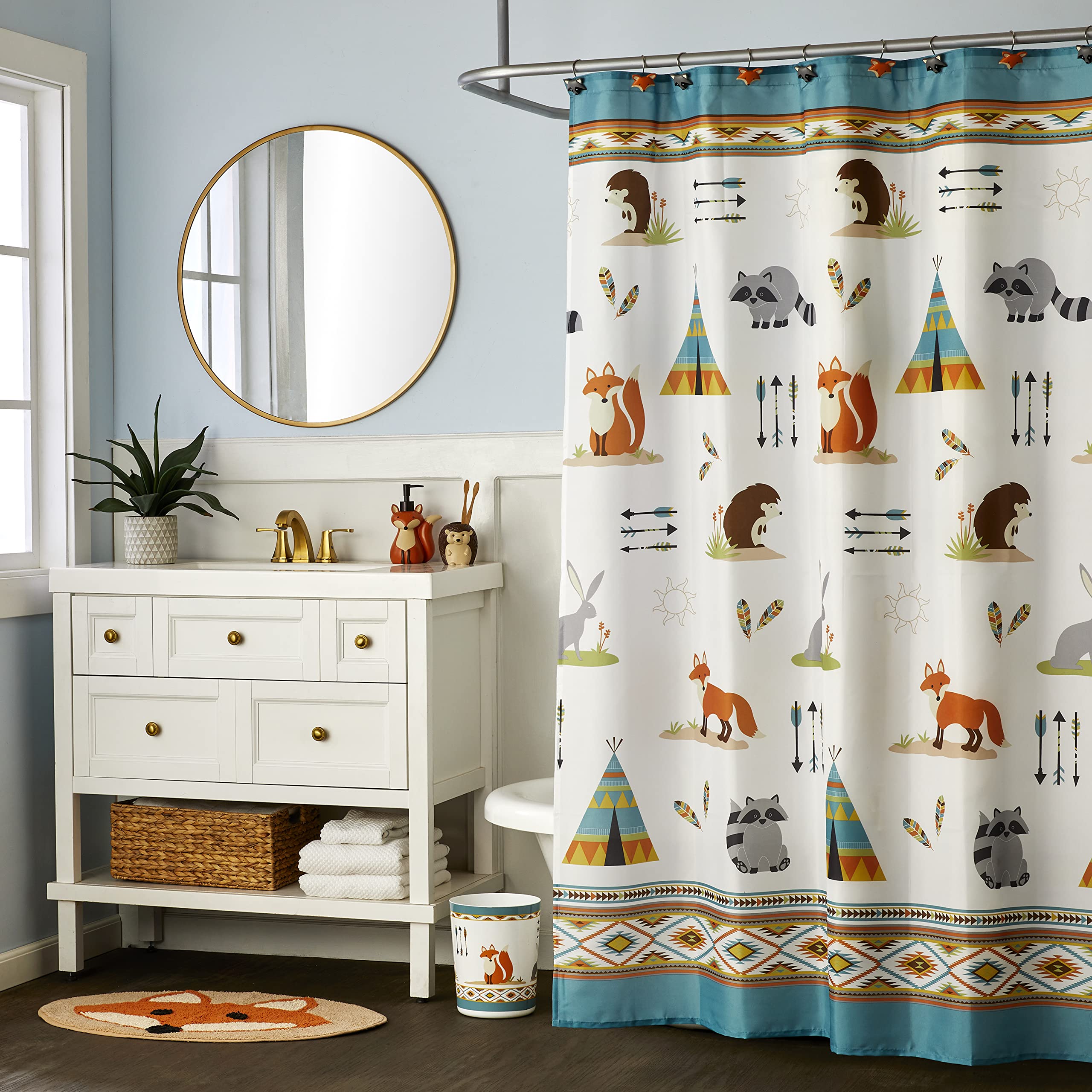 SKL Home by Saturday Knight Ltd. Forest Animals Shower Curtain, Multi Color 70.00" x 72.00"