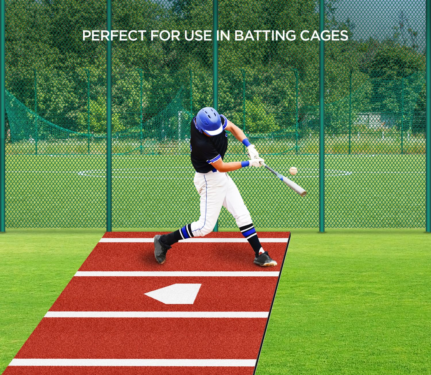 Batting Mat Baseball Hitting Mat Baseball Batting Cage Mat 12' x 6' Regulation Size Turf Batters Box Mat with 5 mm Rubber Backing and Home Plate for Baseball Softball Training Indoor and Outdoor