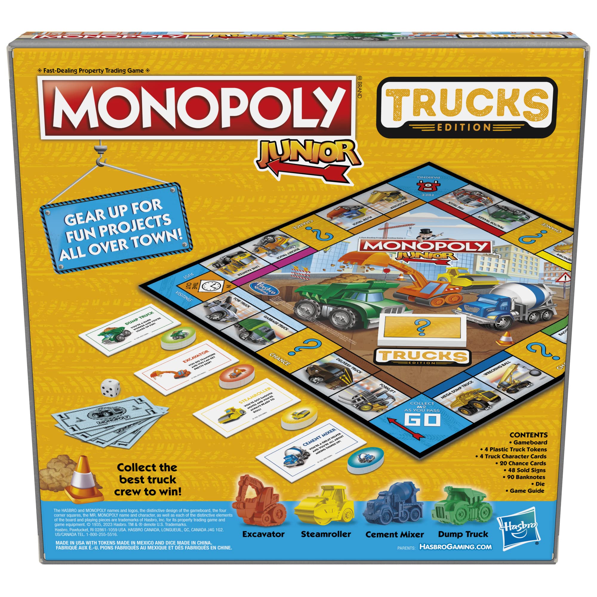 Monopoly Junior Trucks Edition Board Game for Kids Ages 5+, 2-4 Player Kids Games (Amazon Exclusive)