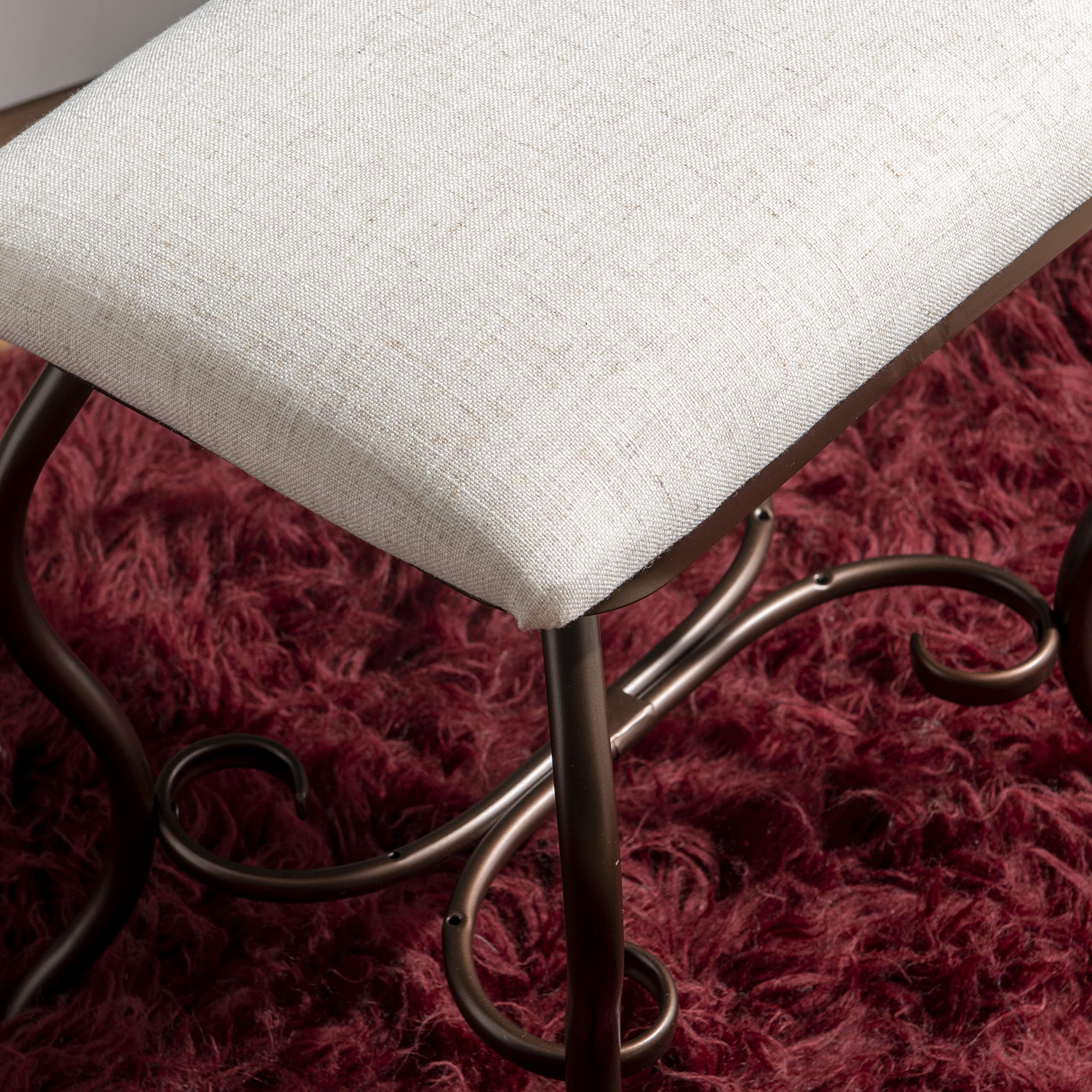 Linon Dark Metal Set Table with Upholstered Stool Clarisse Vanity, 52.4" x 31.8" x 18.3"