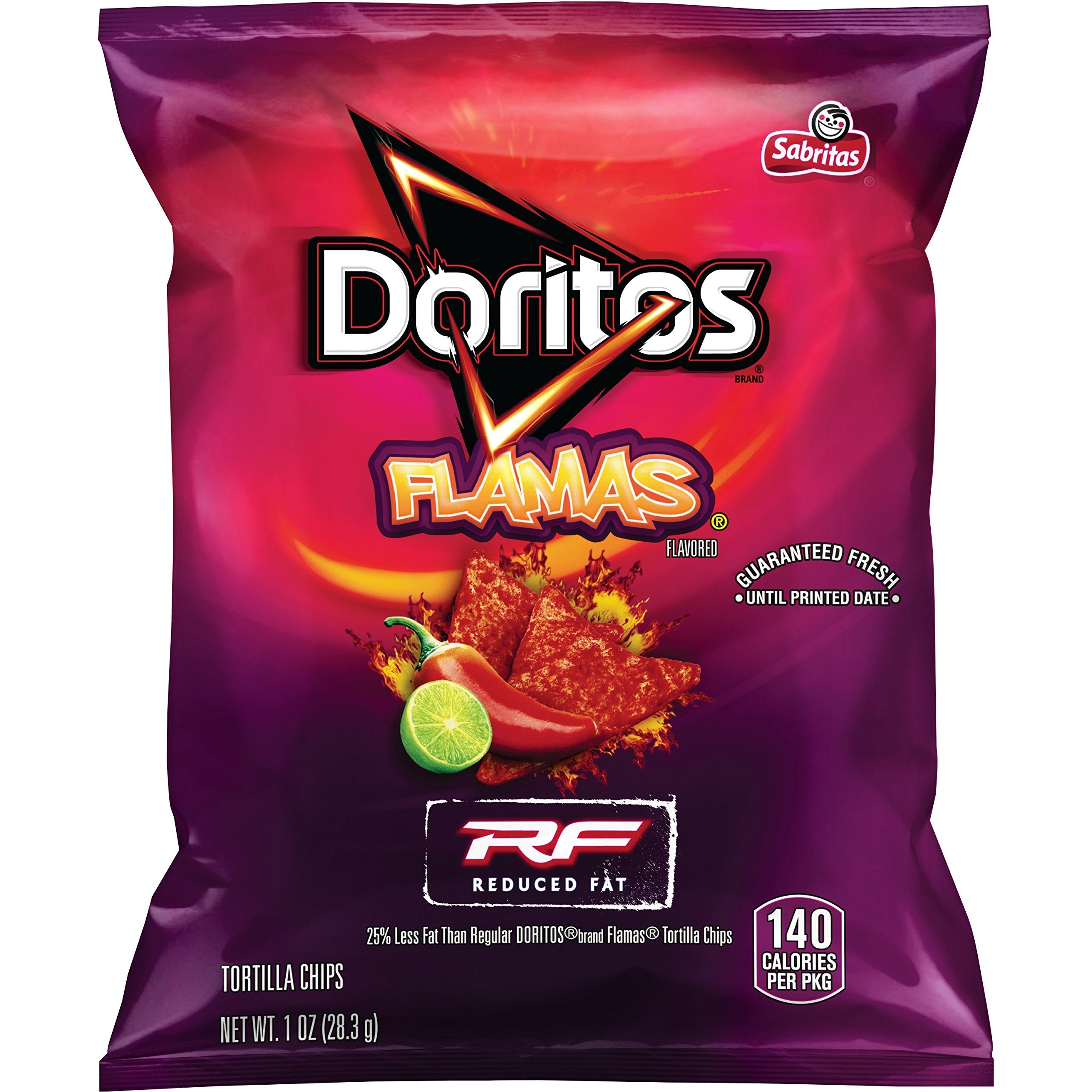 Doritos Reduced Fat Tortilla Chips, Flamas Flavored, 1 Ounce (Pack of 72)