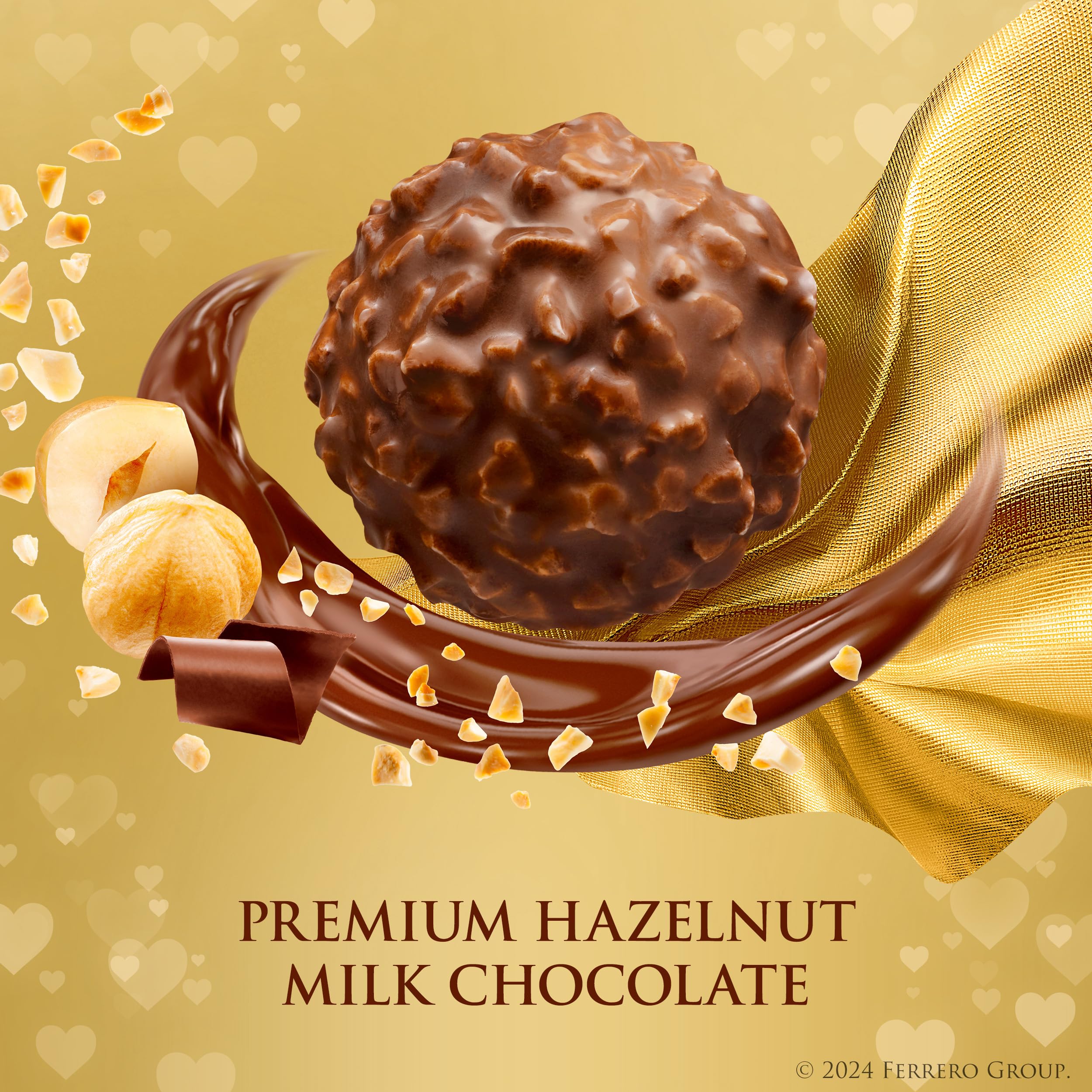 Ferrero Rocher, 16 Count, Gourmet Milk Chocolate Hazelnut, Valentine's Chocolate, Individually Wrapped, 6.2 oz