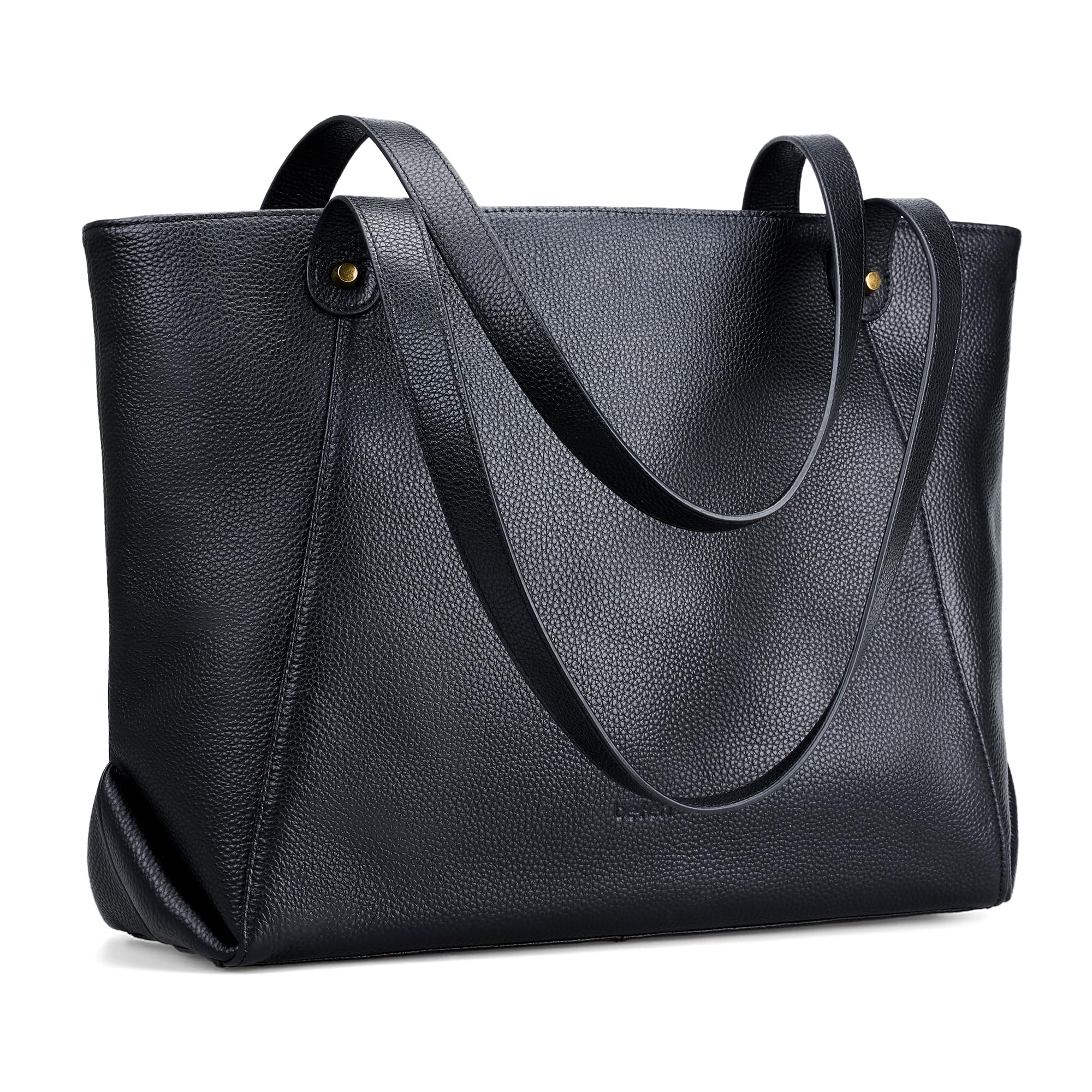 befen Black Leather Shoulder Purse for Women, Women's Work Travel Tote Bags Large Capacity Handbag, Lightweight Satchel for Women Trendy