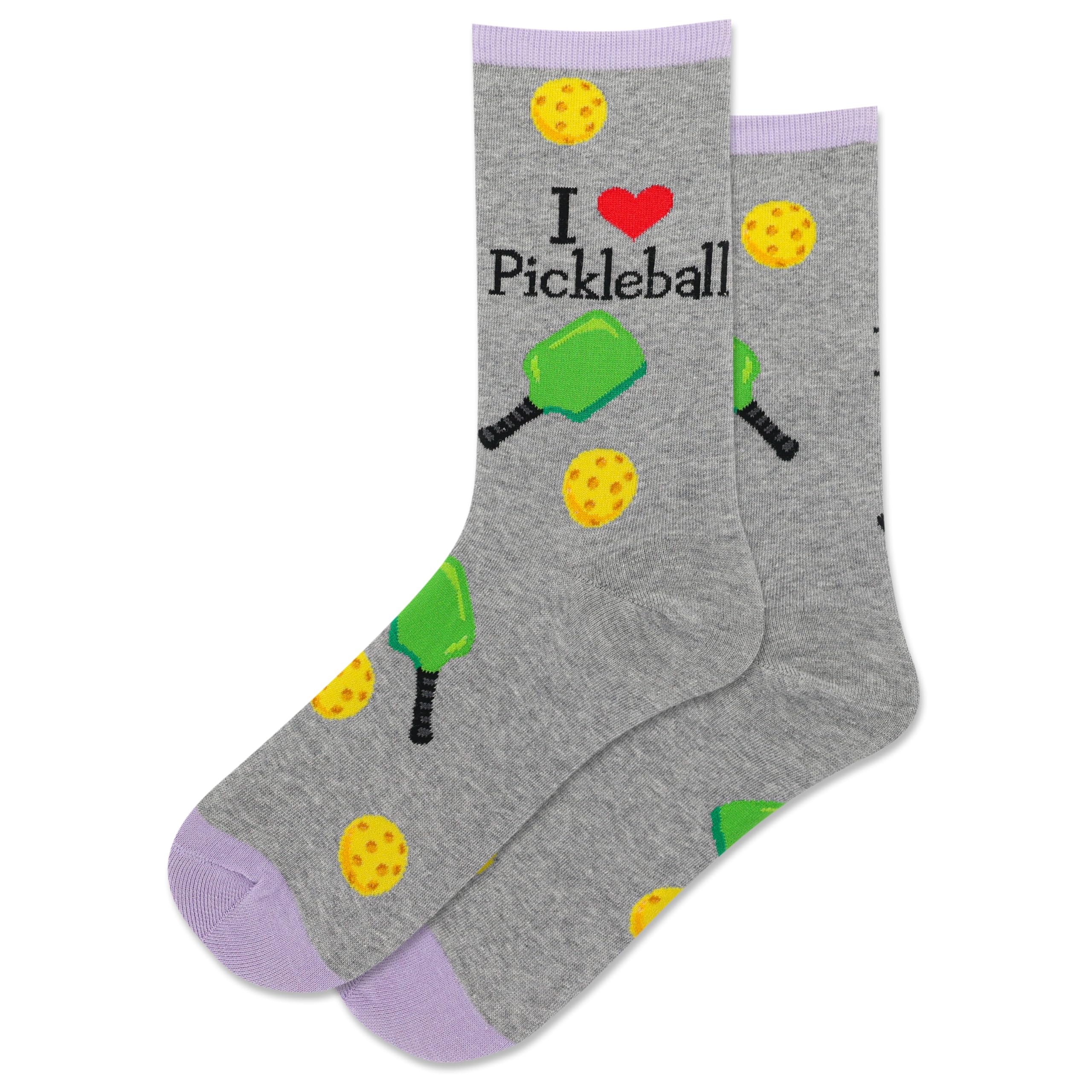 HOTSOX Women's Pickleball Crew Socks 1 Pair Pack, Gray Heather, Women's Shoe Size 4-10