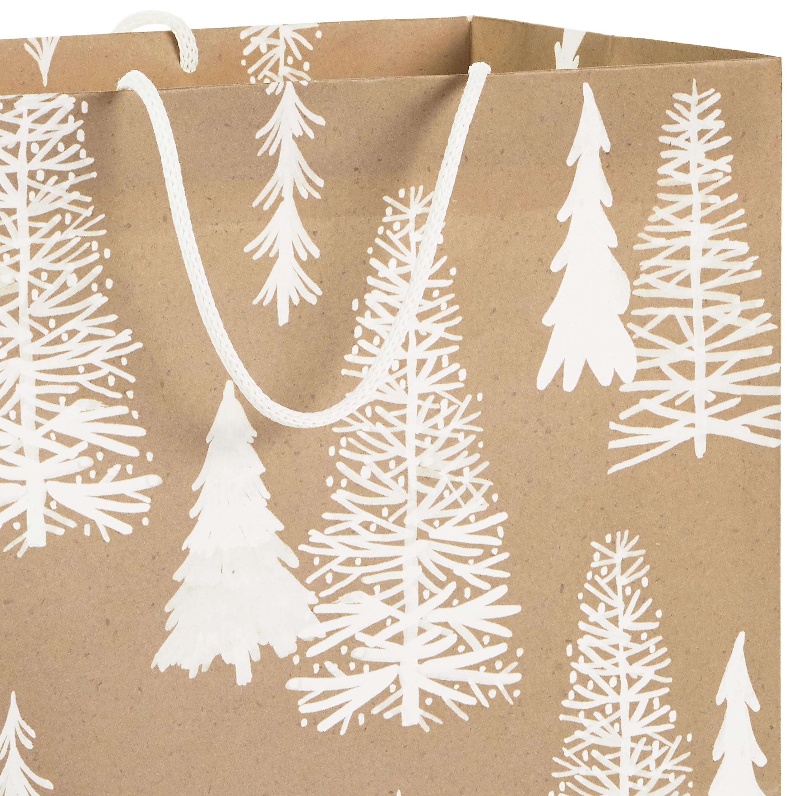 Hallmark Assorted Christmas Gift Bags, Recyclable Kraft Brown with Snowflake, Plaid and Trees (8 Bags: 3 Small 6", 3 Medium 9", 2 Large 13") for Holiday Parties, Hanukkah, Winter Weddings