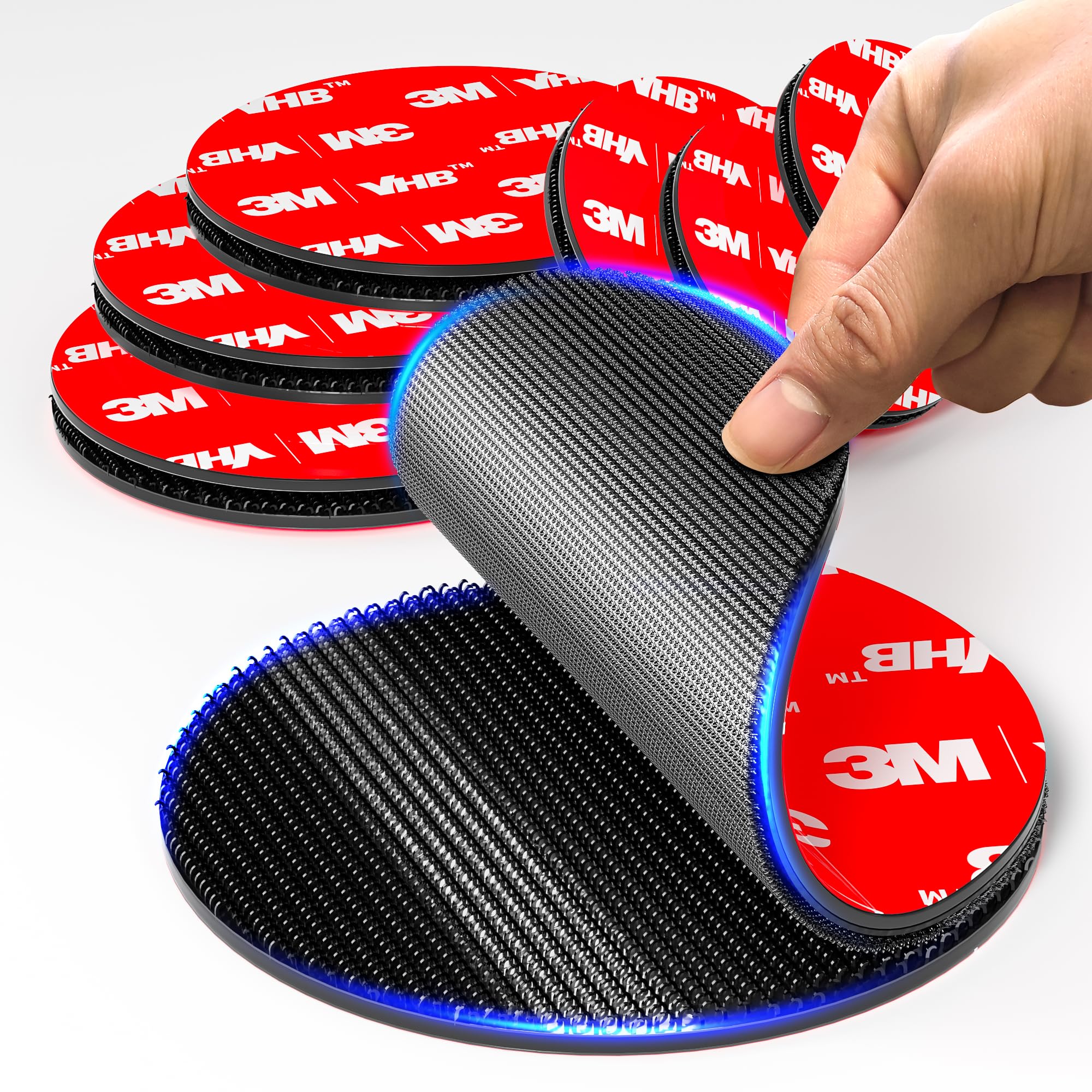 PHIXBEAR Black Hook and Loop Round Strips with Super Adhesive Heavy Duty, Made of 3M, Heat Resistant Waterproof, Outdoor or Indoor Use, 16 Sets 1.97 Inch