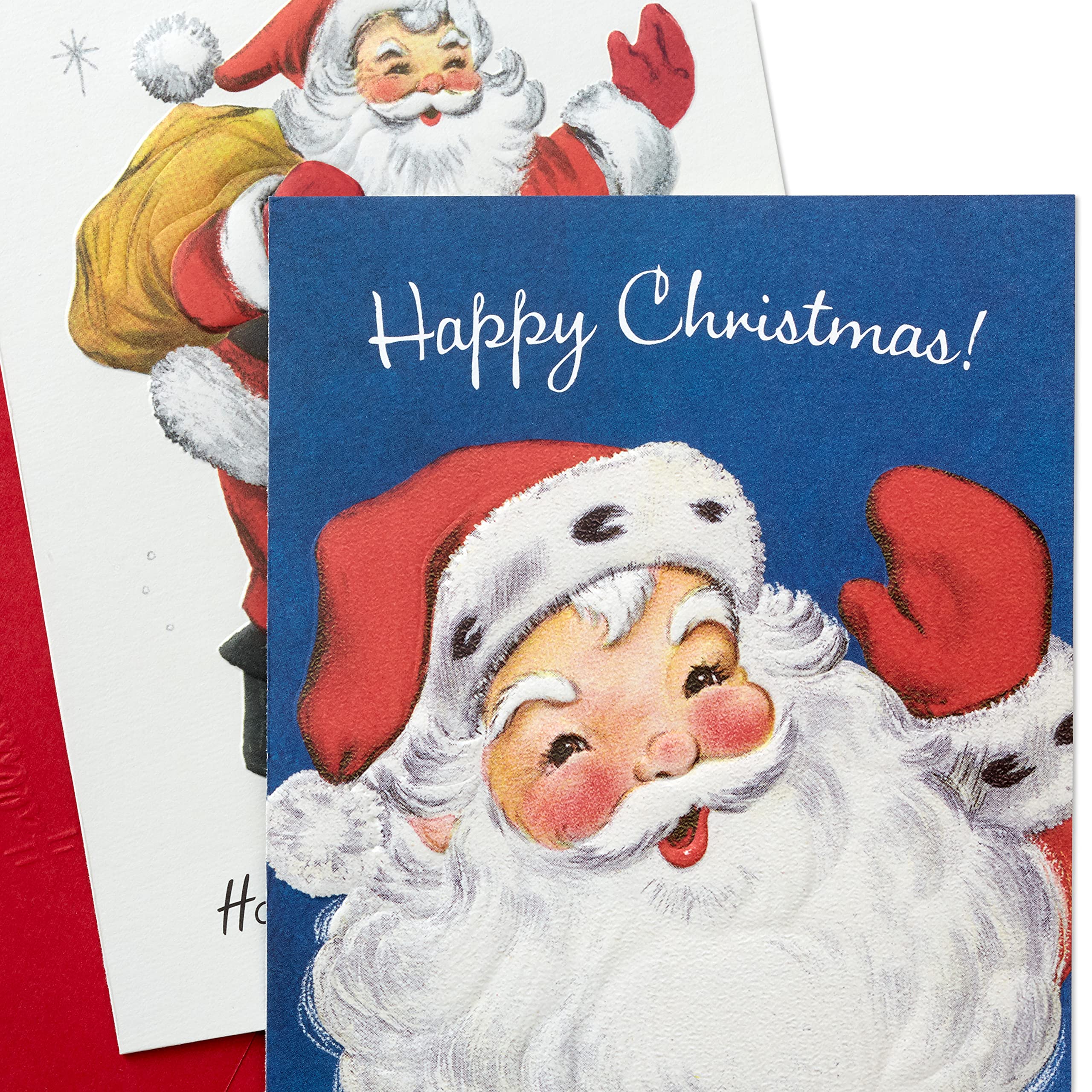 Hallmark Boxed Christmas Cards, Vintage Santa Claus (4 Designs, 12 Cards and Envelopes)