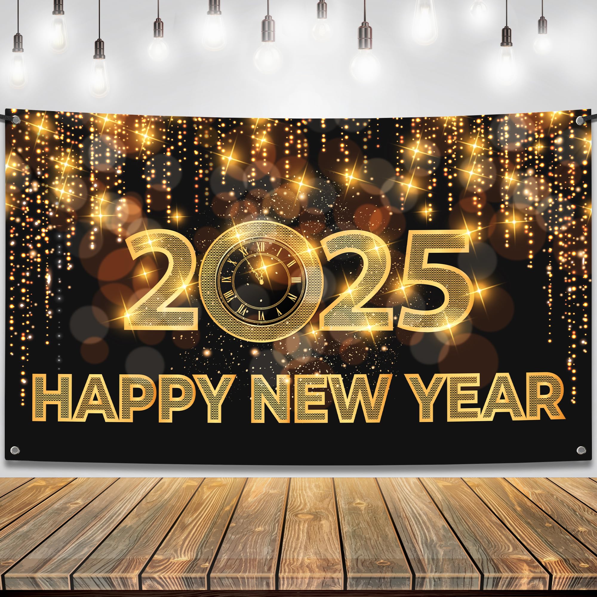 KatchOn, Happy New Year Banner 2025 - Huge 72x44 Inch | New Years Backdrop 2025, Happy New Year Decorations 2025 | New Years Eve Backdrop, New Years Eve Party Supplies 2025 | New Years Eve Decorations