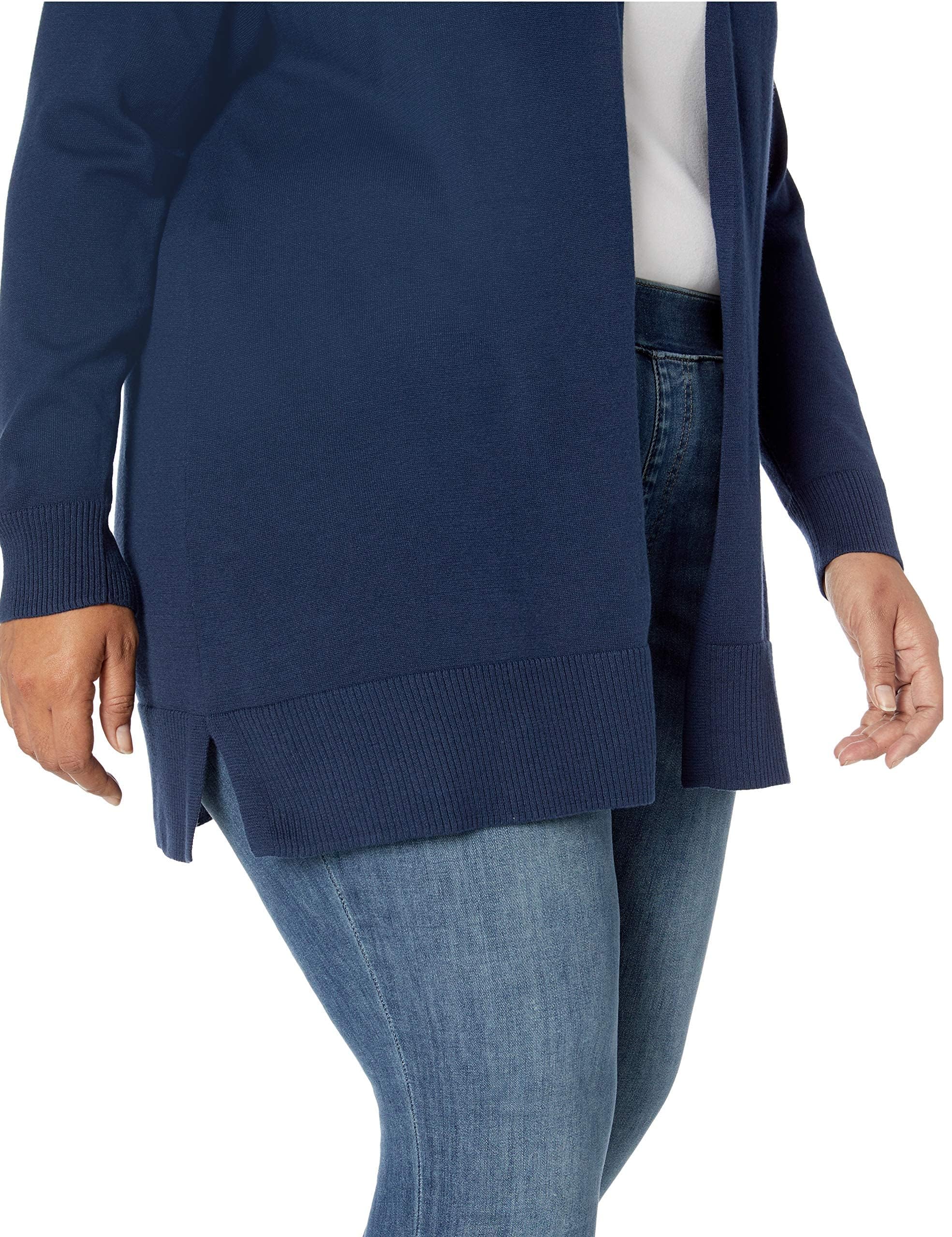 Amazon Essentials Women's Lightweight Open-Front Cardigan Sweater (Available in Plus Size), Navy, Large