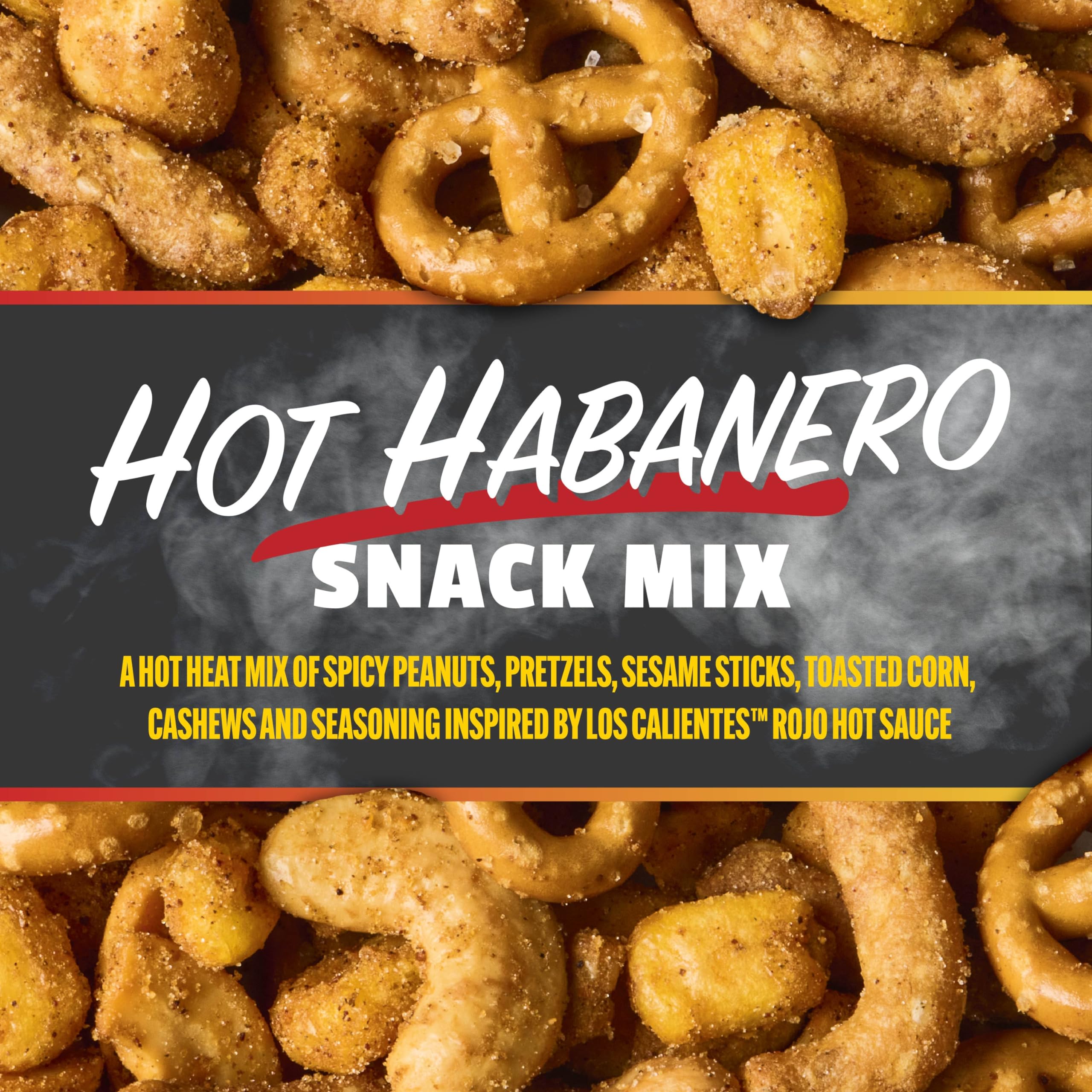 Snak Club x Hot Ones Hot Habanero Snack Mix, Spicy Snacks with Peanuts, Pretzels, Sesame Sticks, Toasted Corn & Cashews, Inspired by Hot Ones Hot Sauce, 2 oz Bag (12 Count)