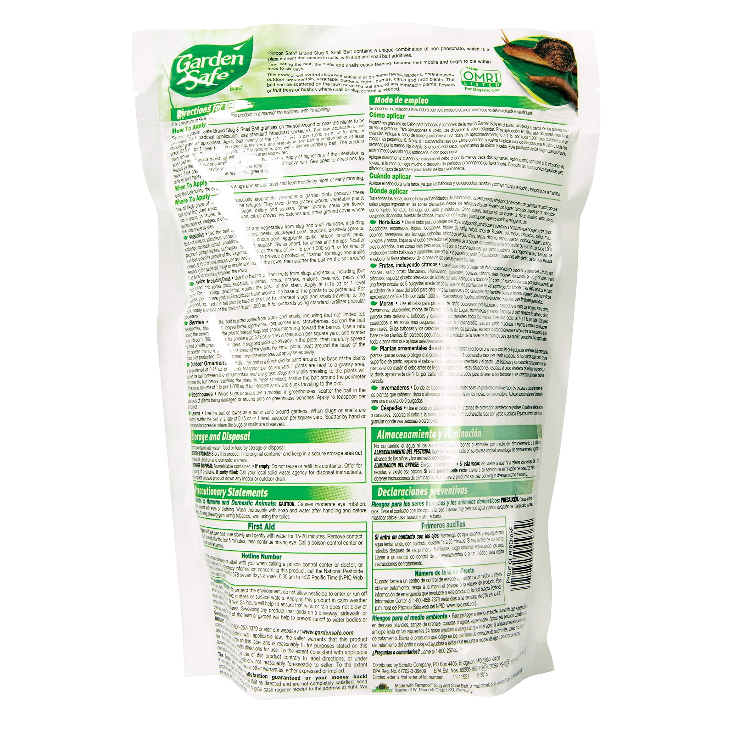 Garden Safe Slug & Snail Bait, Kills Slugs & Snails Within 3 to 6 Days, For Lawn and Garden, Can Be Used Around Pets and Wildlife, 2 lb