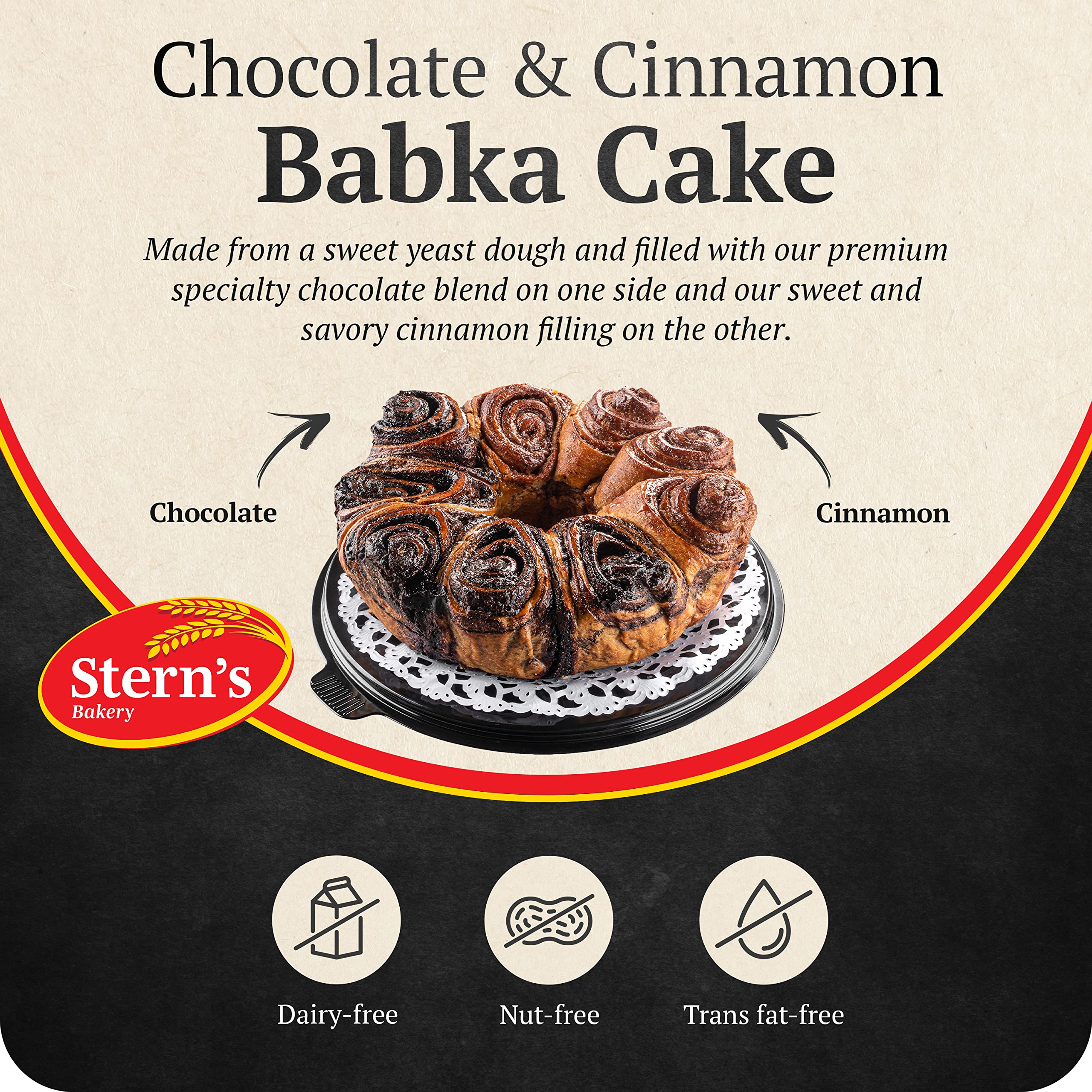 Chocolate N’ Cinnamon Babka Cake | 32 Oz Babka Bread | Valentines Gift Basket | Christmas, Valentines or Thanksgiving | Gift Idea for Men, Women, Colleagues & Friends