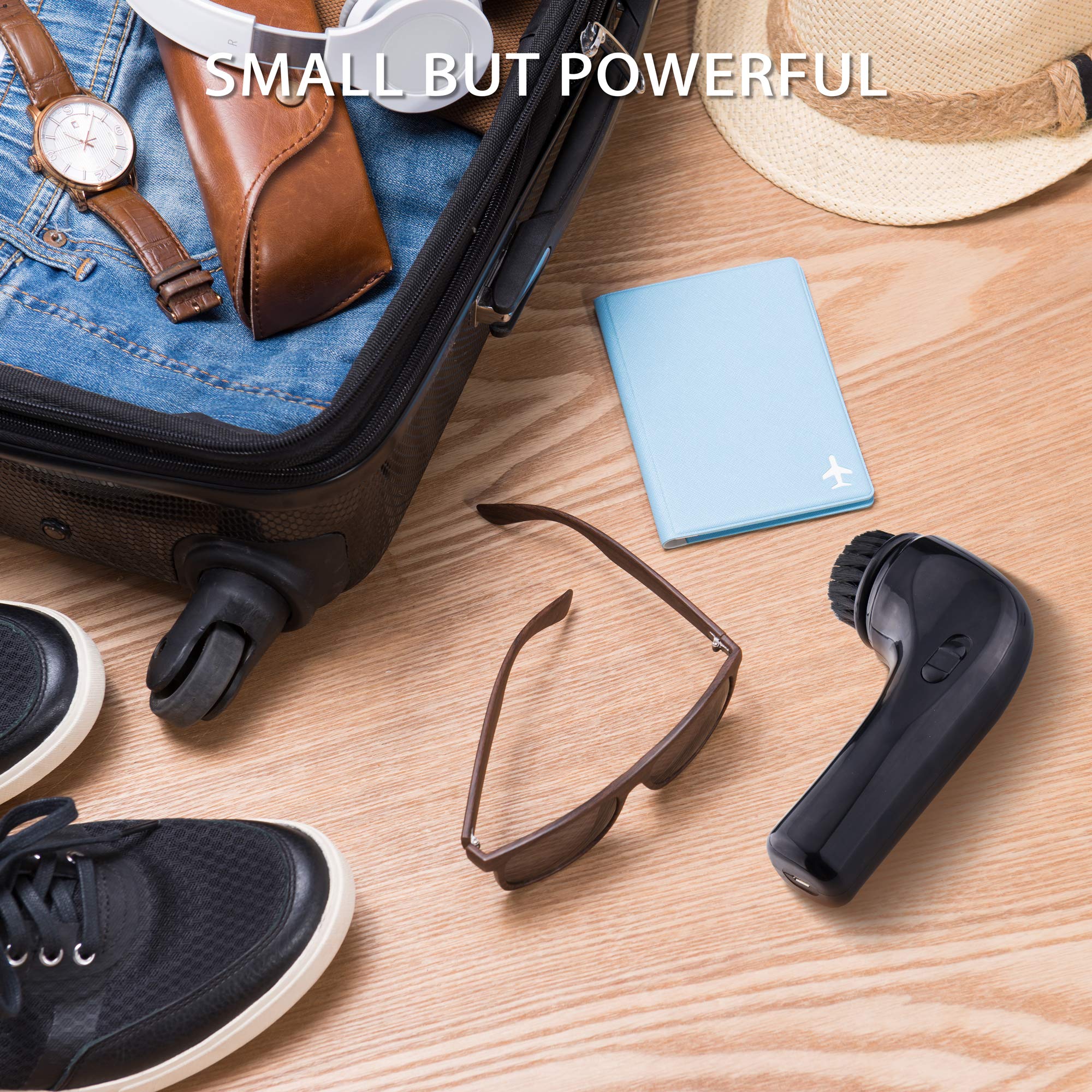 Sansent Electric Shoe Shine Kit, Electric Shoe Polisher Brush Shoe Shiner Dust Cleaner Portable Leather Care Kit for Shoes