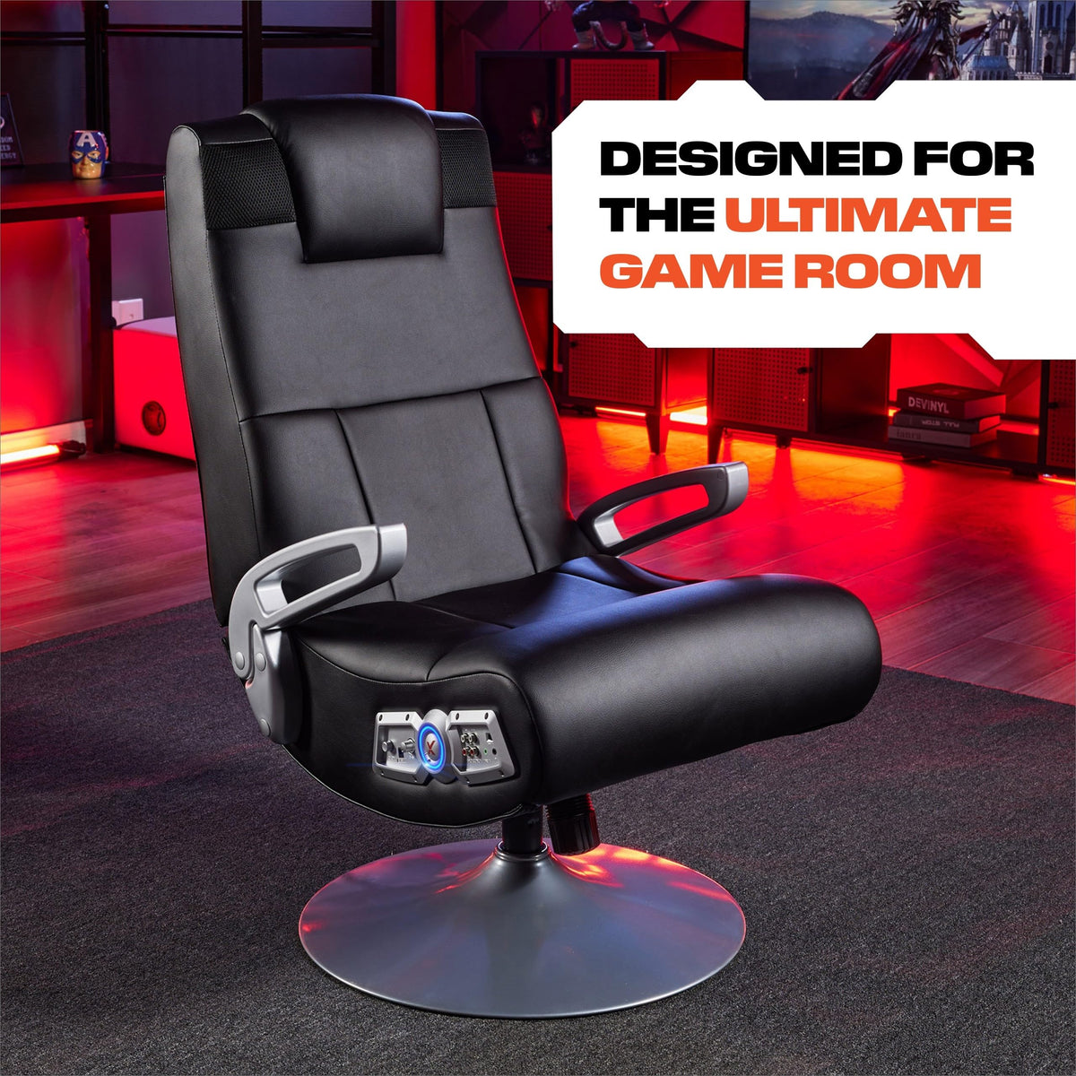 X Rocker SE Pro Video Gaming Lounging Pedestal Chair, Wireless Audio, 2 Speakers, Subwoofer, Foldable, Padded Armrest, 5127401, 30.7" x 30.7" x 39.76", Amazon Exclusive, Black