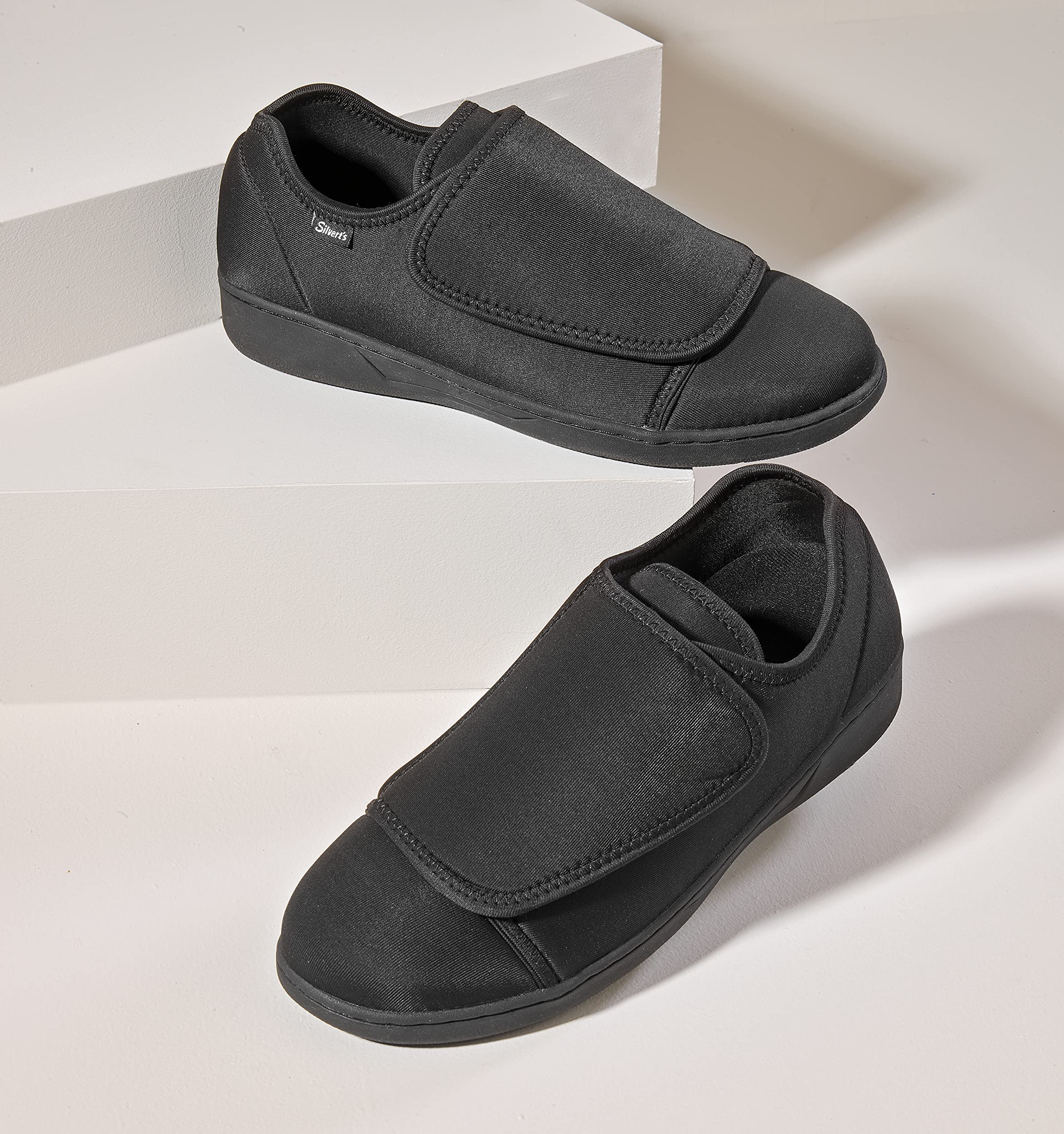 Silvert's Adaptive Clothing & Footwear Men’s Neoprene Extra Wide Ultra Comfort Flex Shoes for Seniors - Black 10