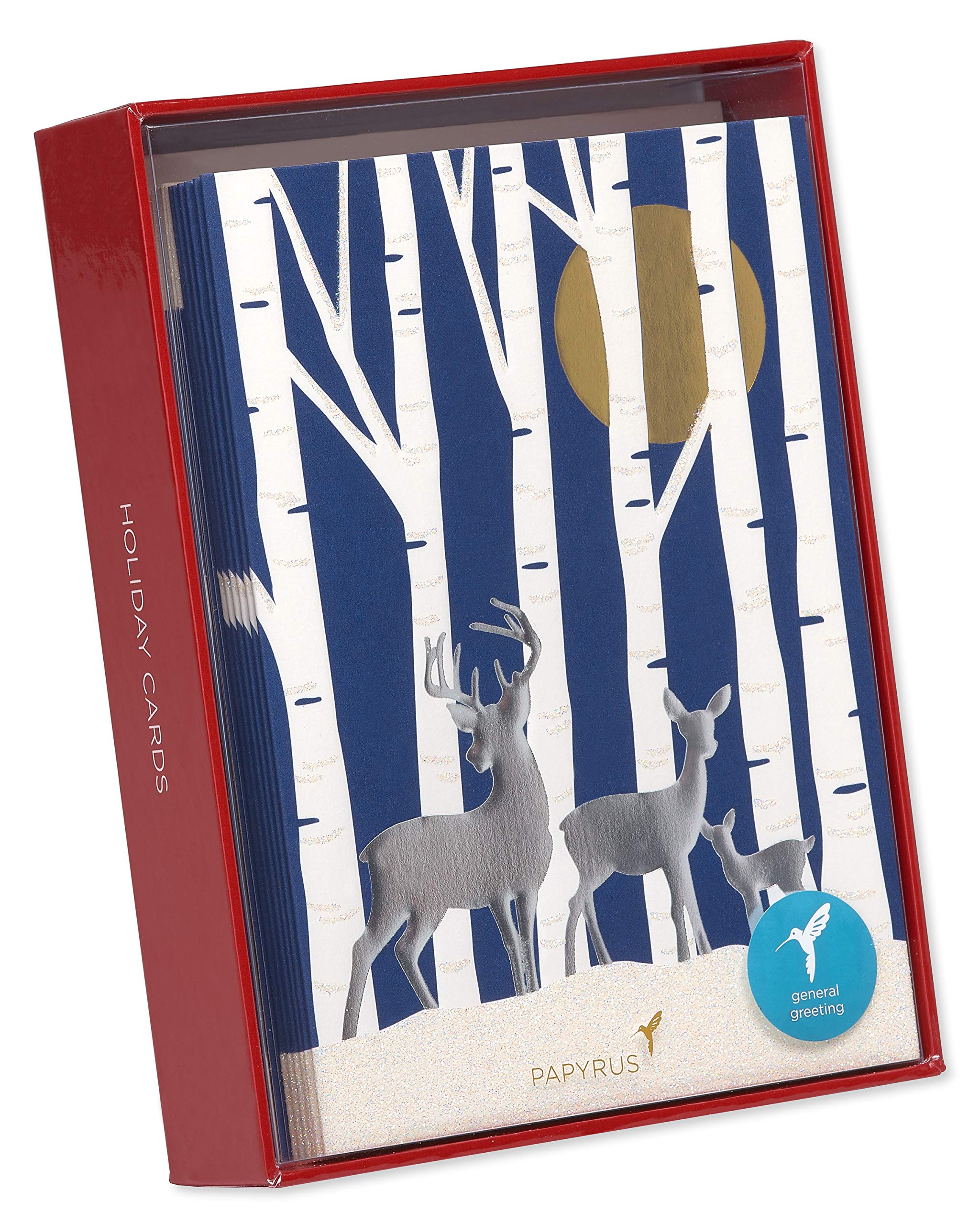 Papyrus Holiday Cards Boxed with Envelopes, Thinking of You with Warmest Wishes, Deer (12-Count)