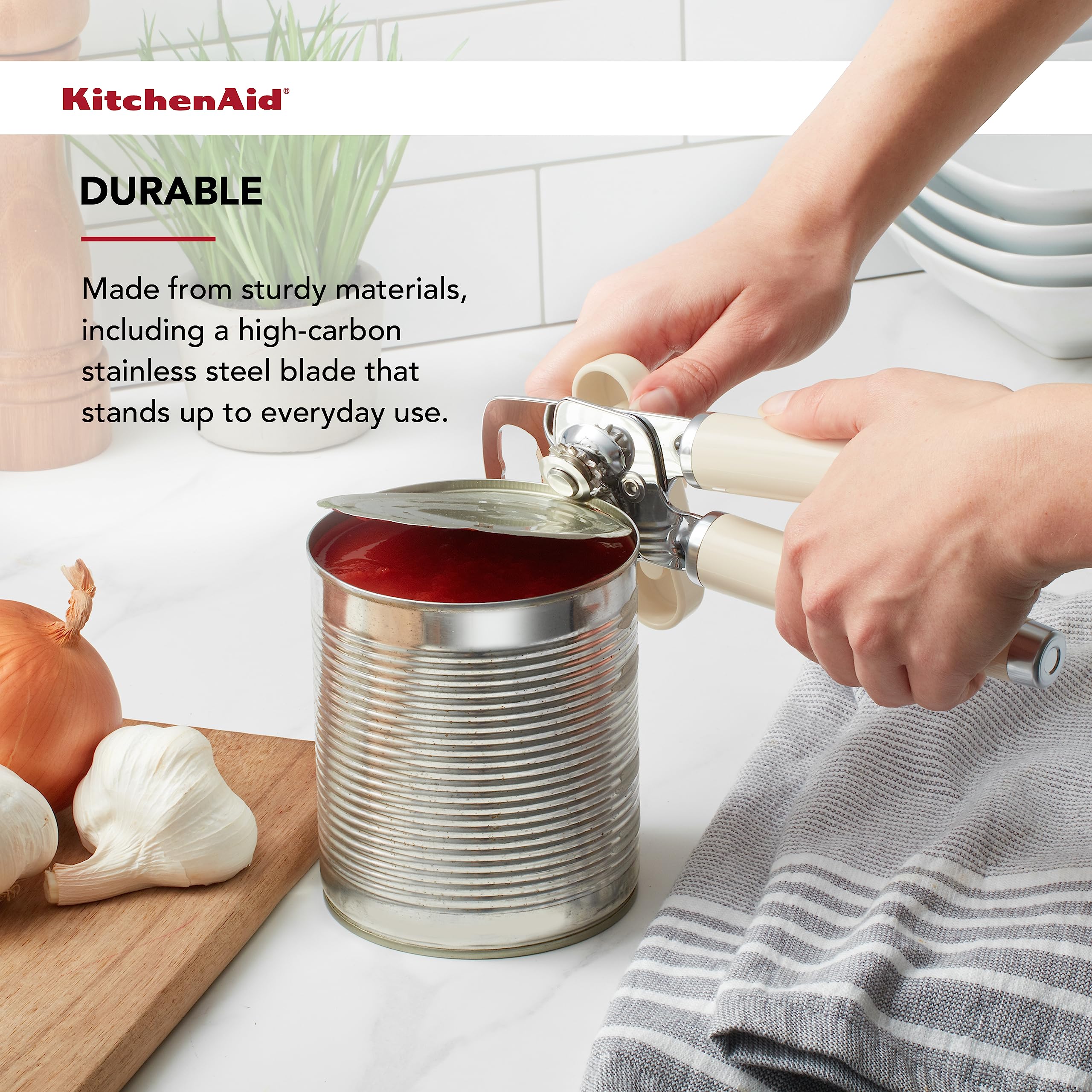 KitchenAid Classic Multifunction Can Opener / Bottle Opener, 8.34-Inch, Almond Cream