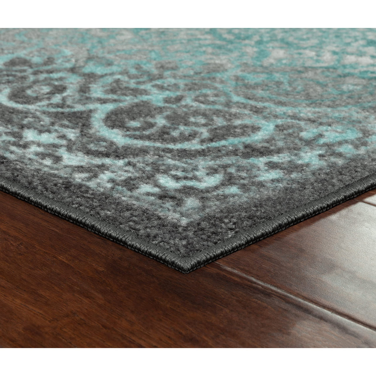 Maples Rugs Pelham Vintage Runner Rug Non Slip Washable Hallway Entry Carpet [Made in USA], 2 x 6, Grey/Blue