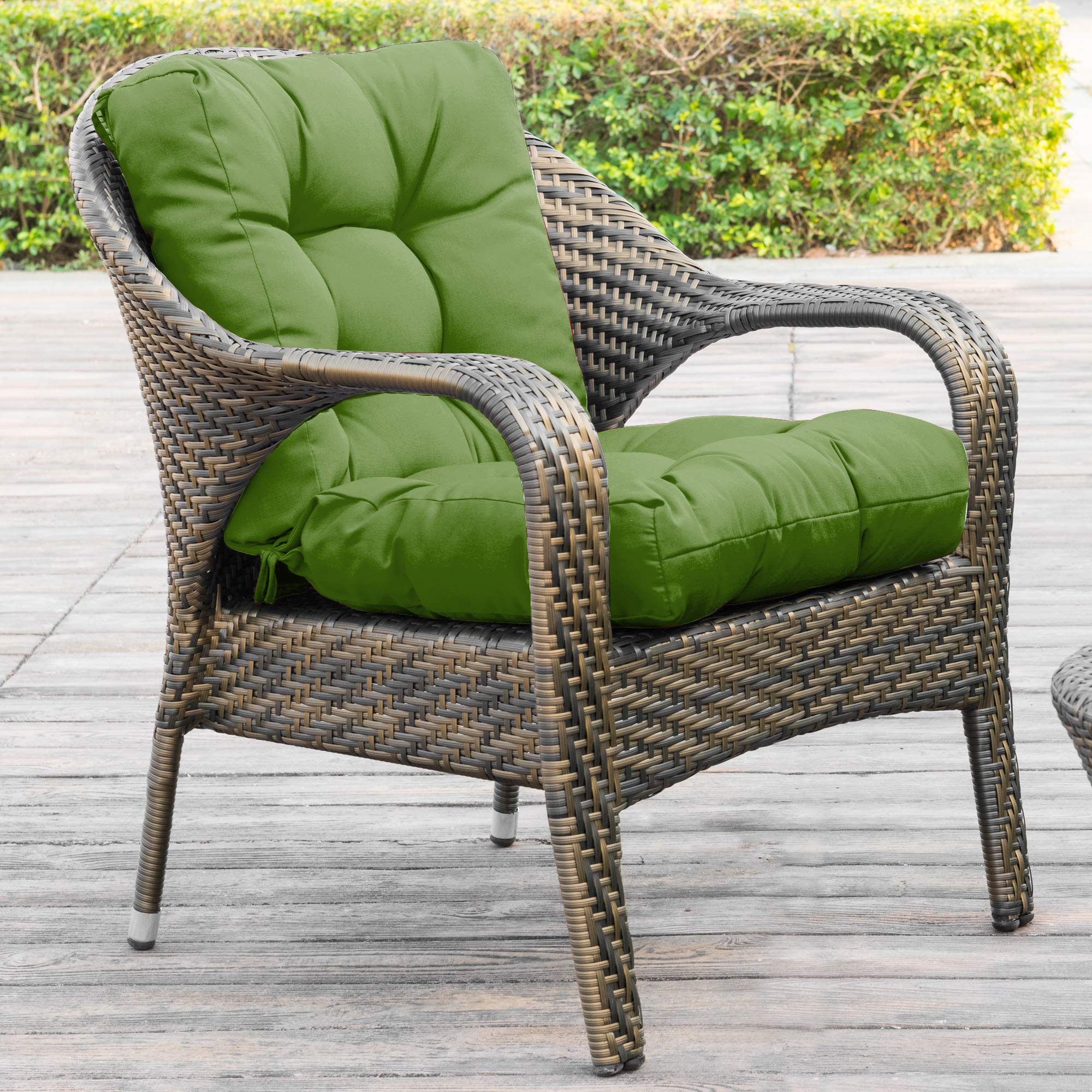 QILLOWAY Outdoor Seat/Back Chair Cushion Tufted Pillow, Spring/Summer Seasonal Replacement Cushions - Pack of 4 (Dark Green)