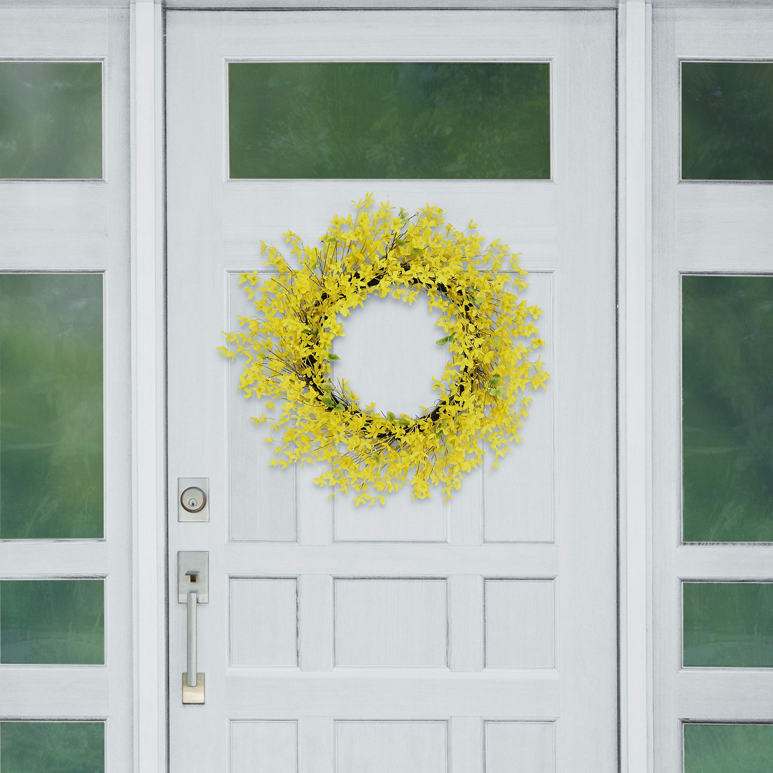 Puleo International 30" Artificial Winter Jasmine Floral Spring Door Wreath