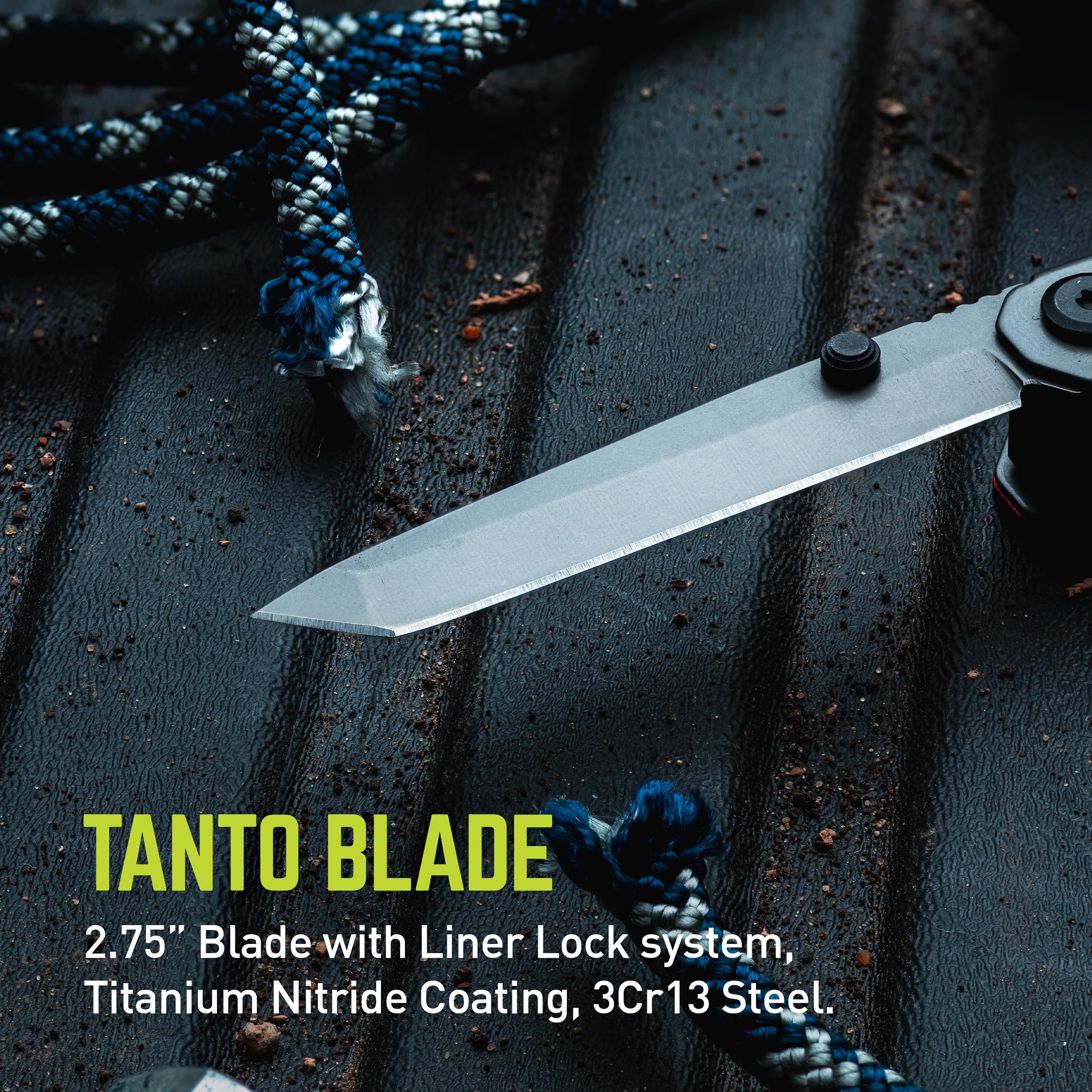 TRUE TITANIUM Block Multitool, 2.75" Tanto Blade, Scraper, Bottle Opener, Pocket Clip, Magnetic Bit Driver