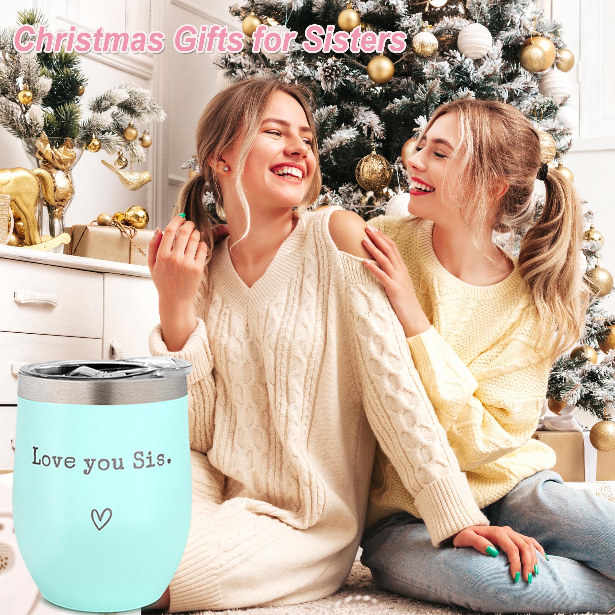 Sister Gifts from Sister - I Love You Sis - Sister Gifts for Birthday - Graduation Gifts Thanksgiving Christmas Gifts for Sister - 12oz Coffee Cup(Mint)