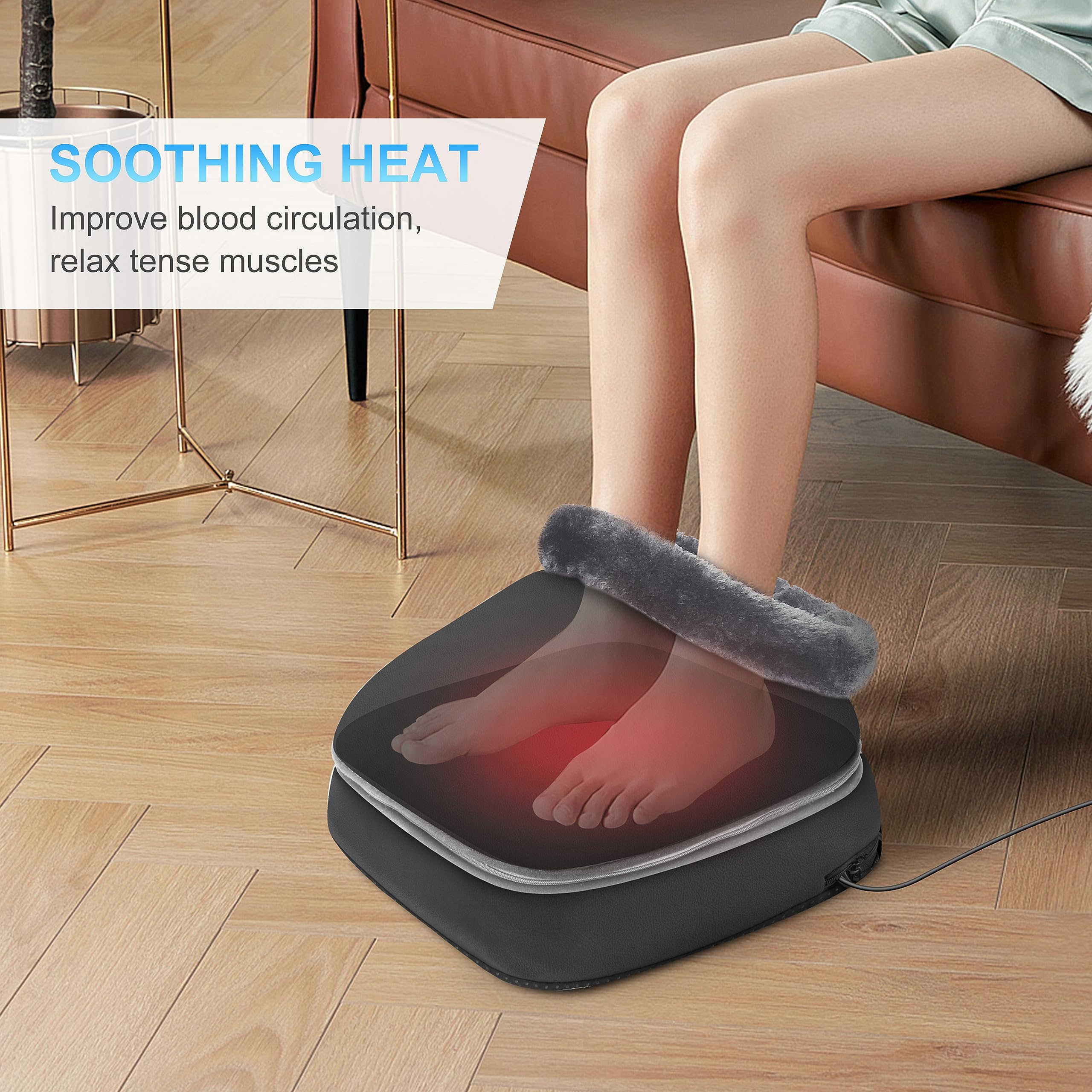 CooCoCo Shiatsu Foot Massager with Heat, FSA HSA Eligible, 2-in-1 Feet and Back Massager for Circulation and Pain Relief, Kneading Foot Warmer, Relaxing Gifts for Women