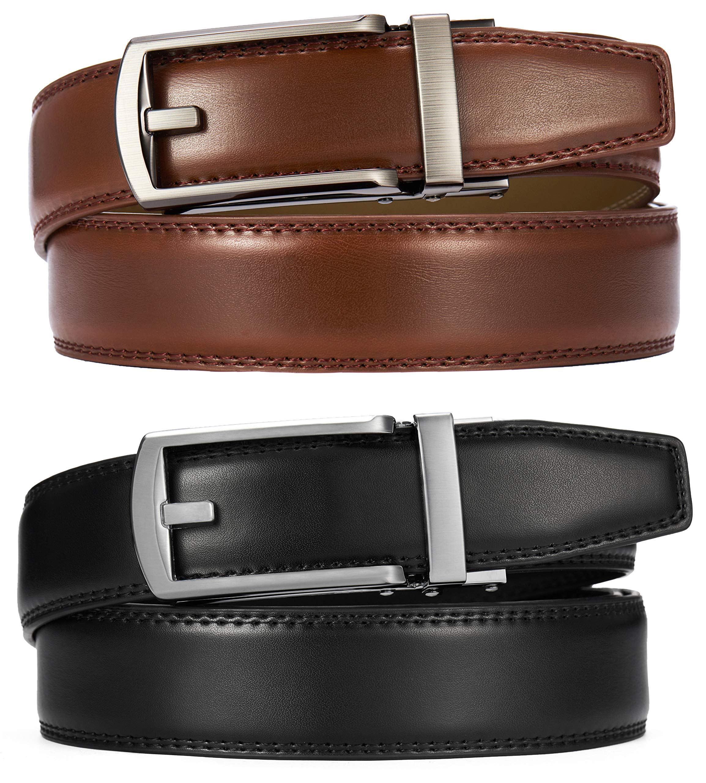 CHAOREN Click Belt for Men 2 Pack - Mens Dress Belt 1 1/4" in Packing Box - Design Belt Meet Almost Any Occasion and Outfit