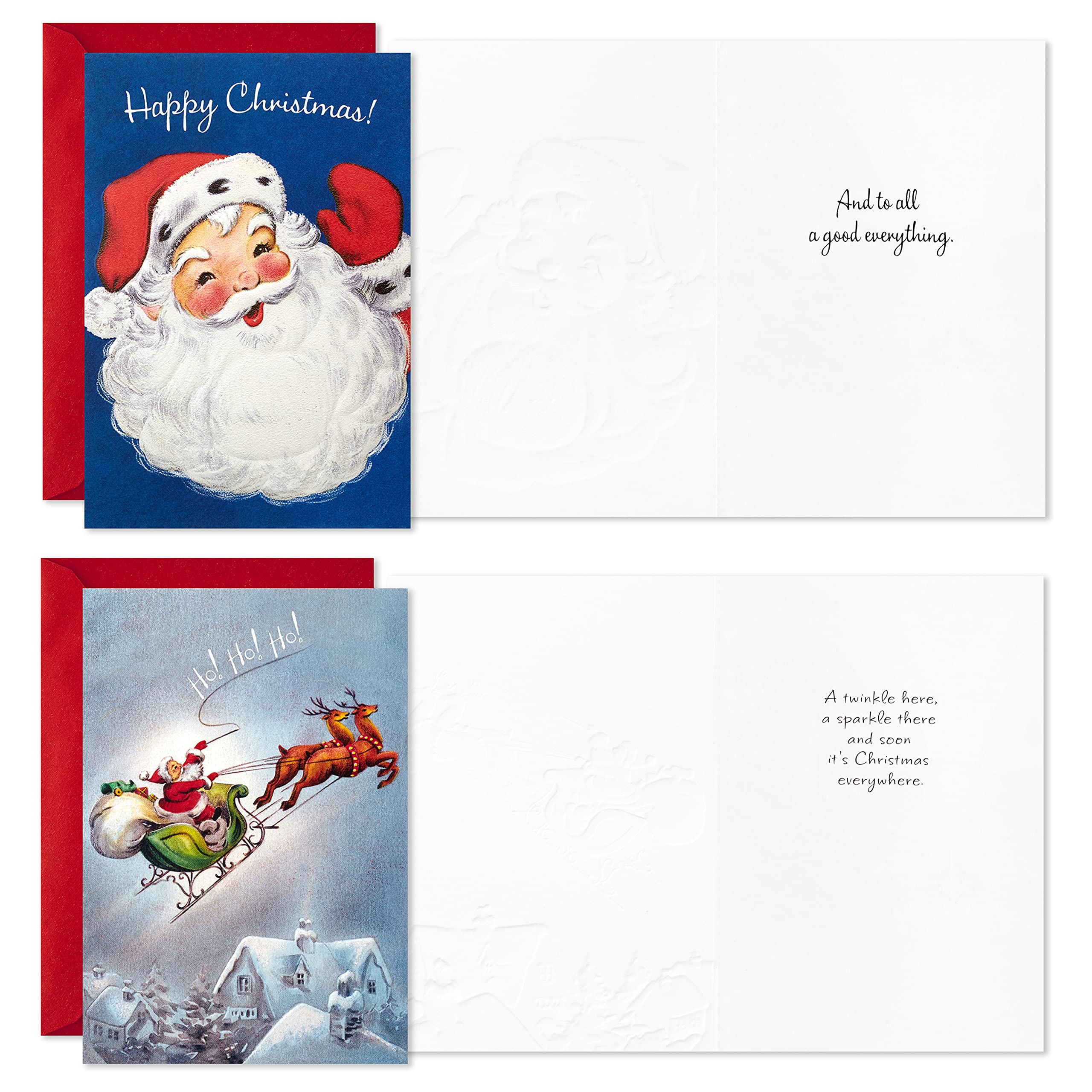 Hallmark Boxed Christmas Cards, Vintage Santa Claus (4 Designs, 12 Cards and Envelopes)