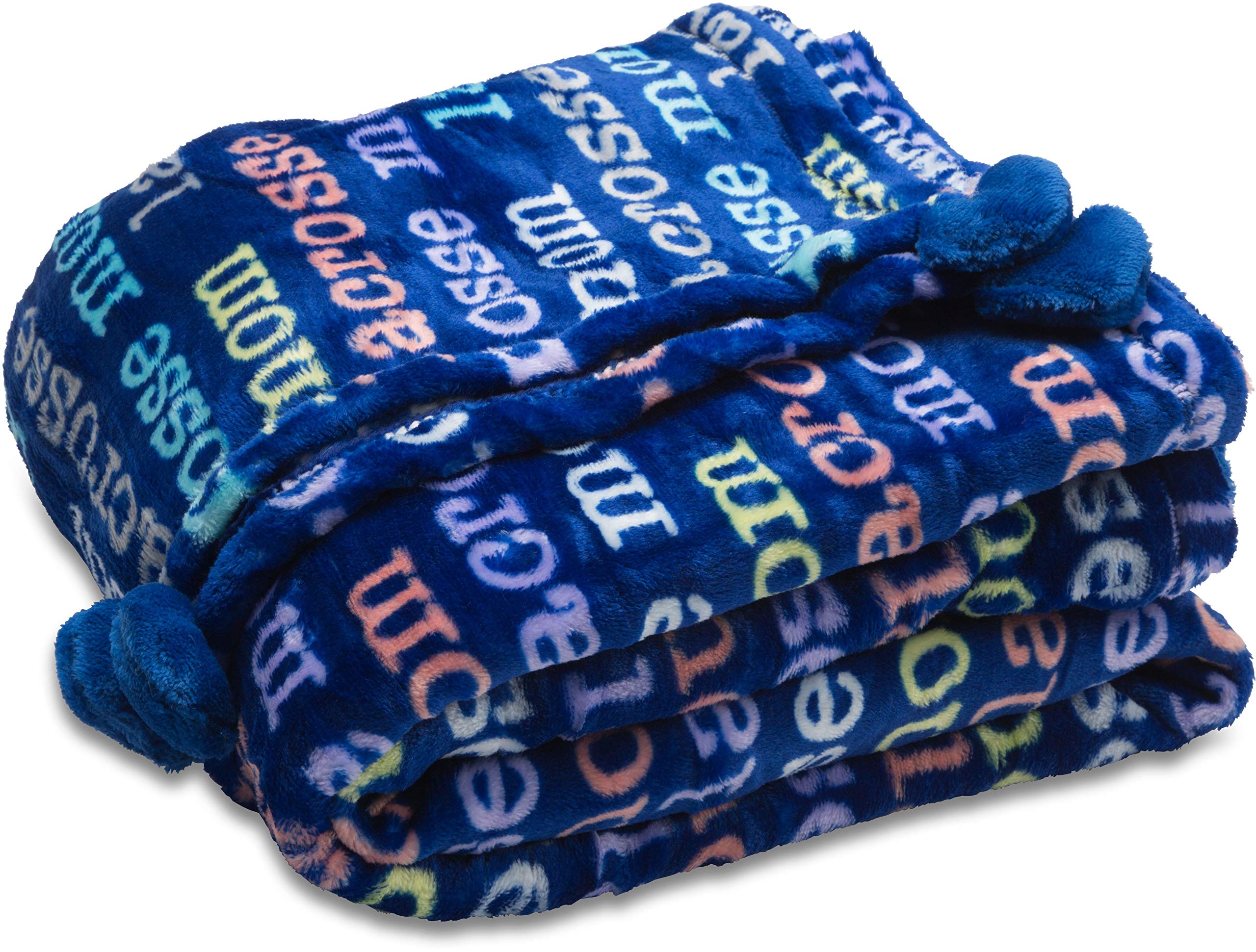 Pavilion Gift Company Lacrosse Mom-60" x 50" Royal Plush Blanket, Navy Blue, Multicolor