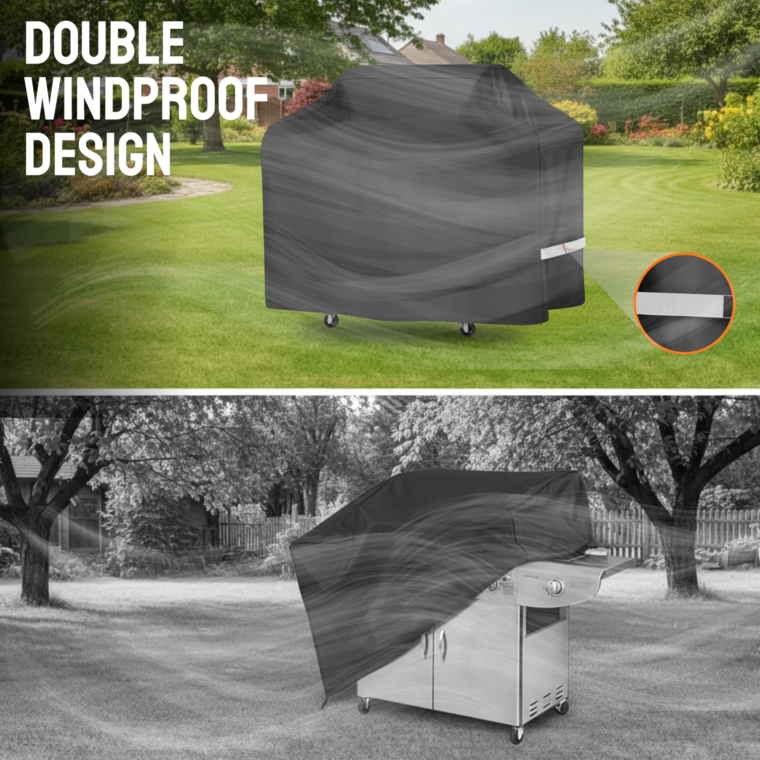 Grill Cover - 58 Inch Heavy Duty BBQ Grill Cover for Outdoor Grill, Waterproof, UV, Fade & Tear Resistant, Gas Grill Cover for Weber Charbroil Genesis Nexgrill and More