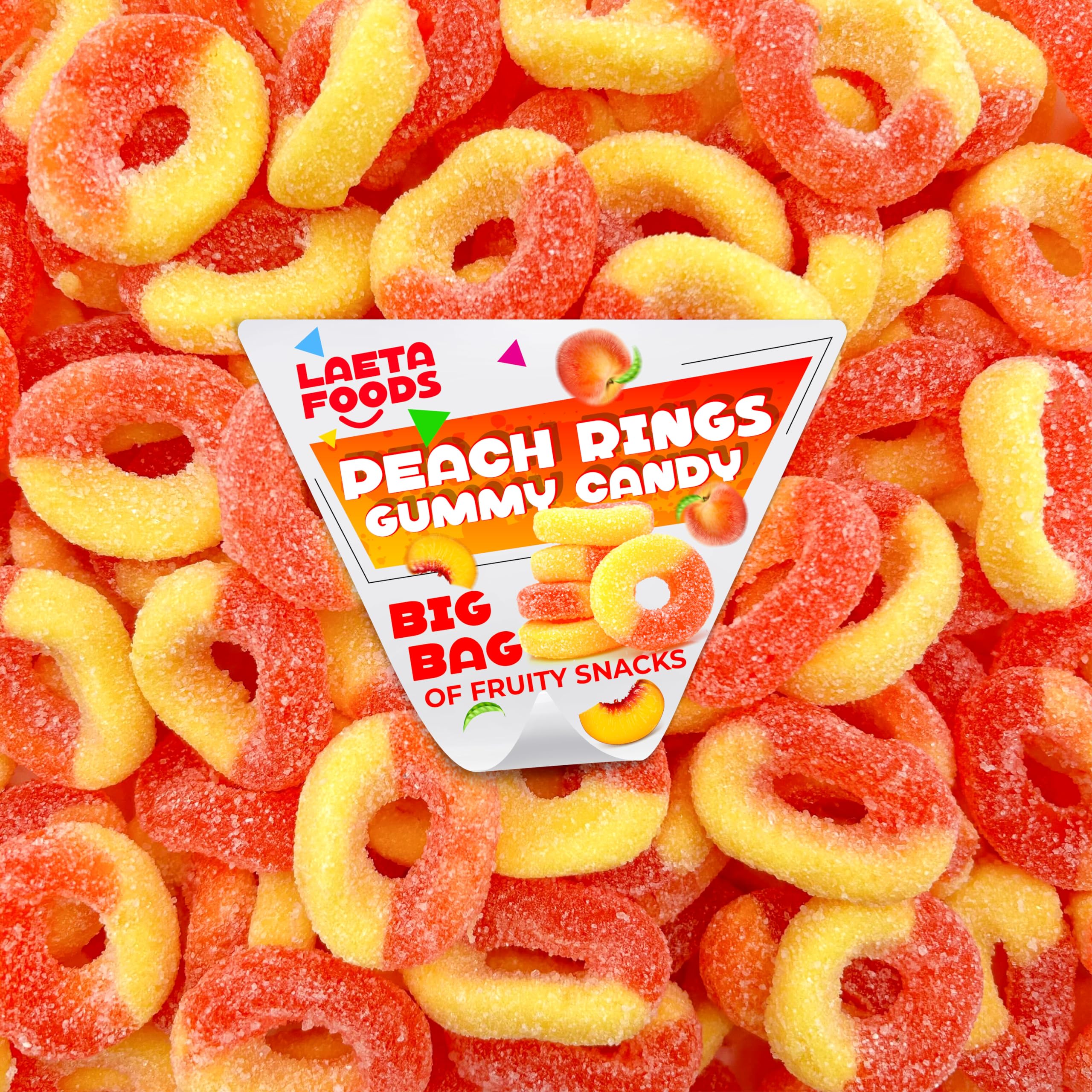 Peach Rings Gummy Candy | 1 Pound Bag | Sour and Sweet Treats