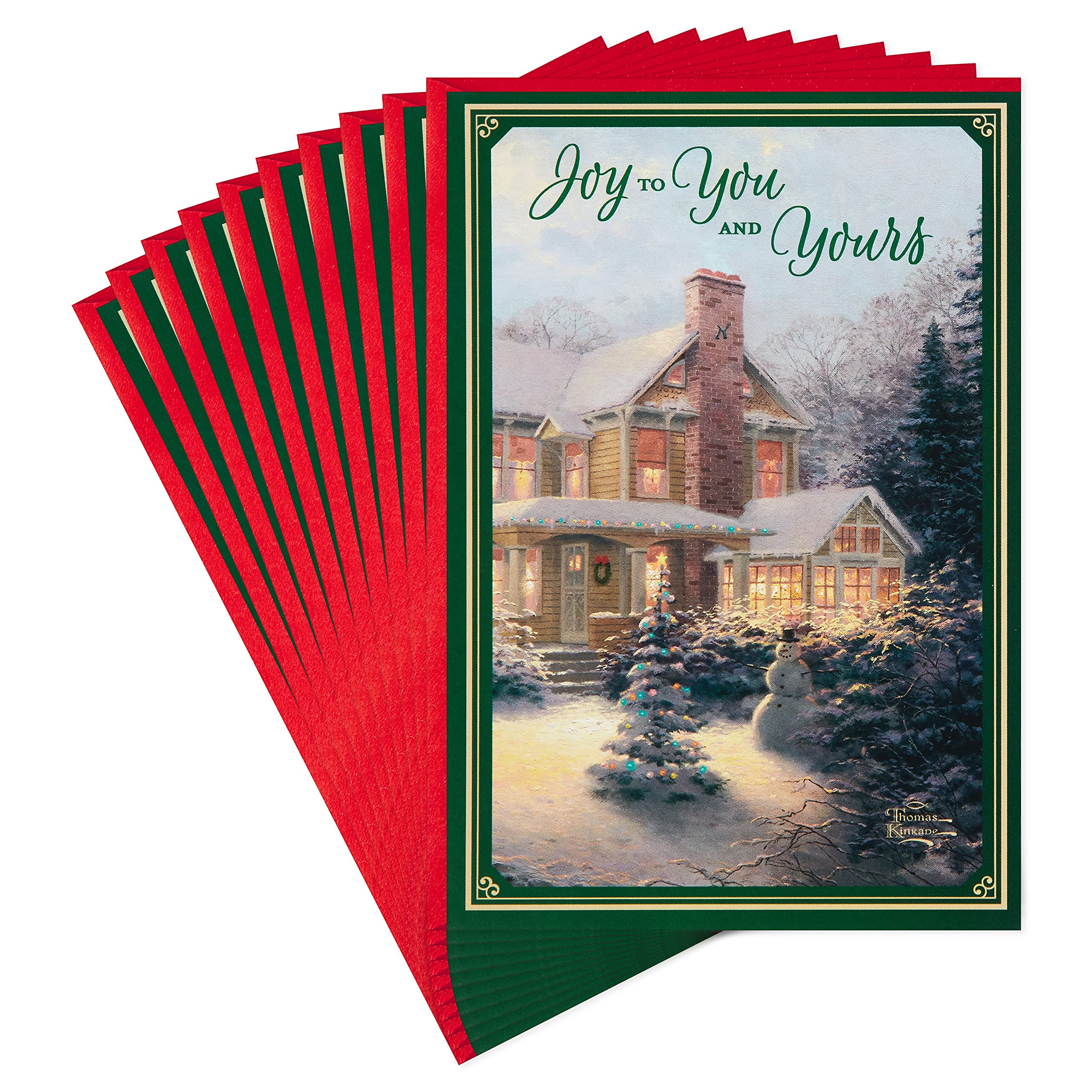 Hallmark Thomas Kinkade Pack of Christmas Cards, Snowy House (6 Holiday Cards with Envelopes)