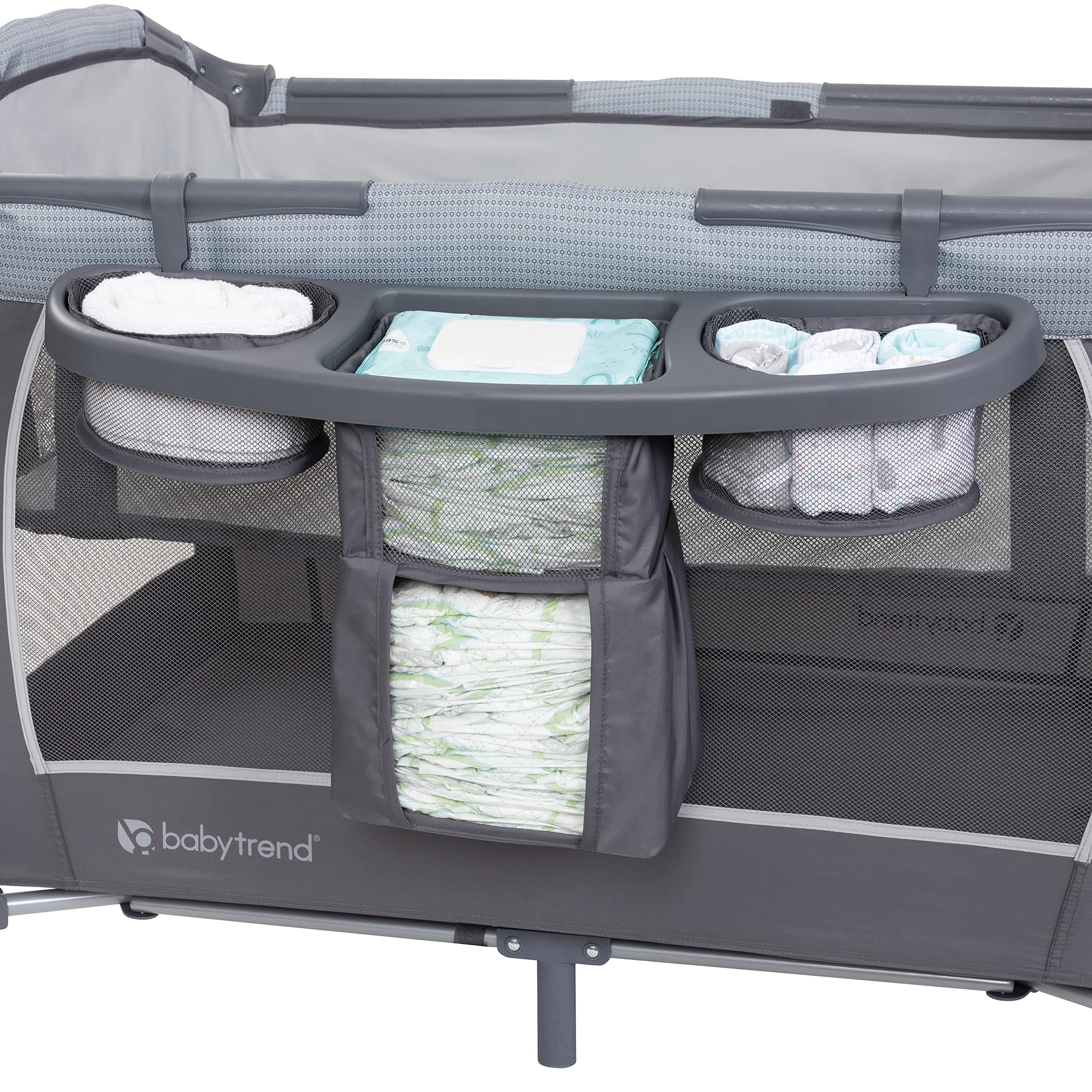 Baby Trend Lil’ Snooze™ Deluxe III Nursery Center® Playard for Twins, Cozy Grey