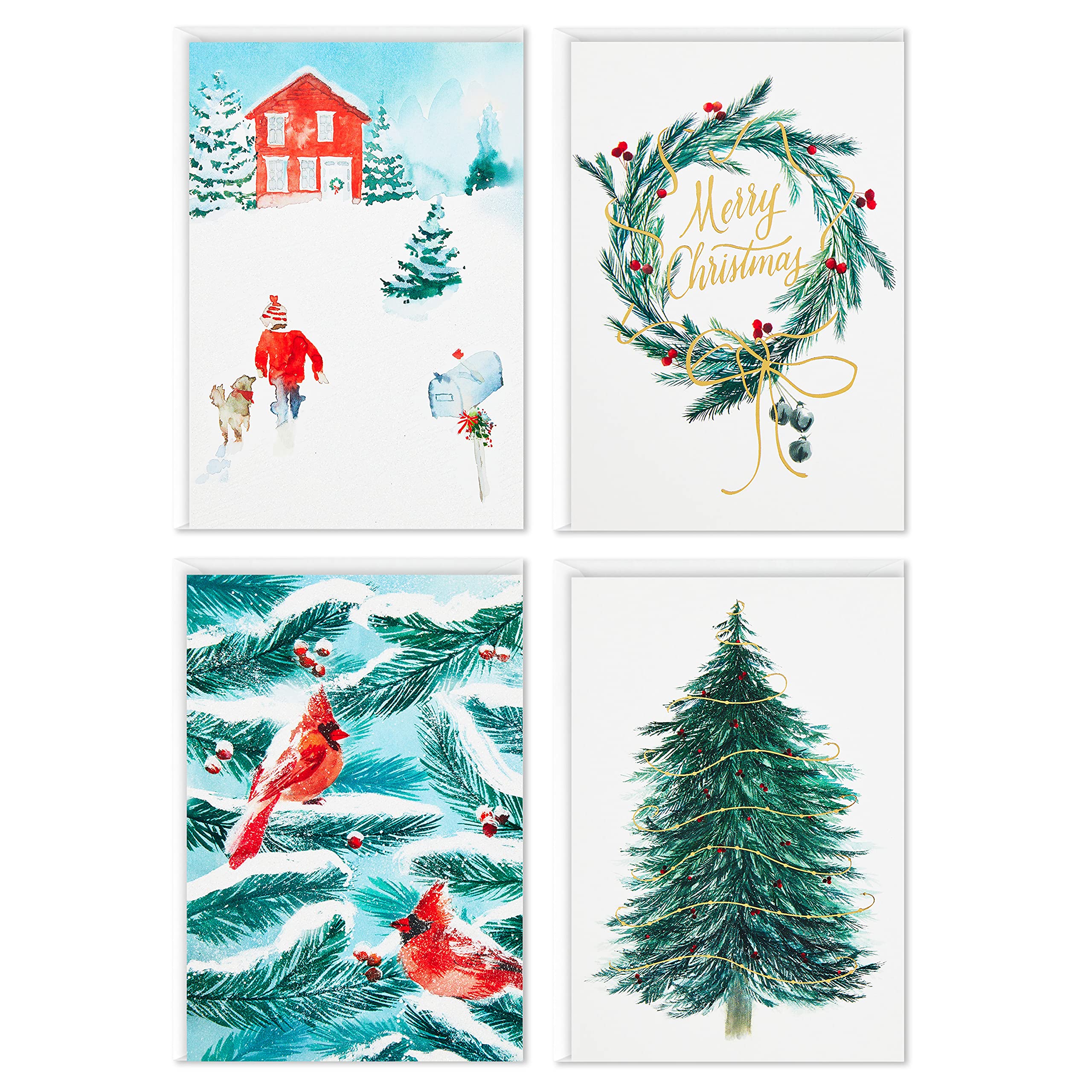 Hallmark Boxed Christmas Cards Assortment, Cardinals and Snowy Barn (40 Cards and Envelopes)