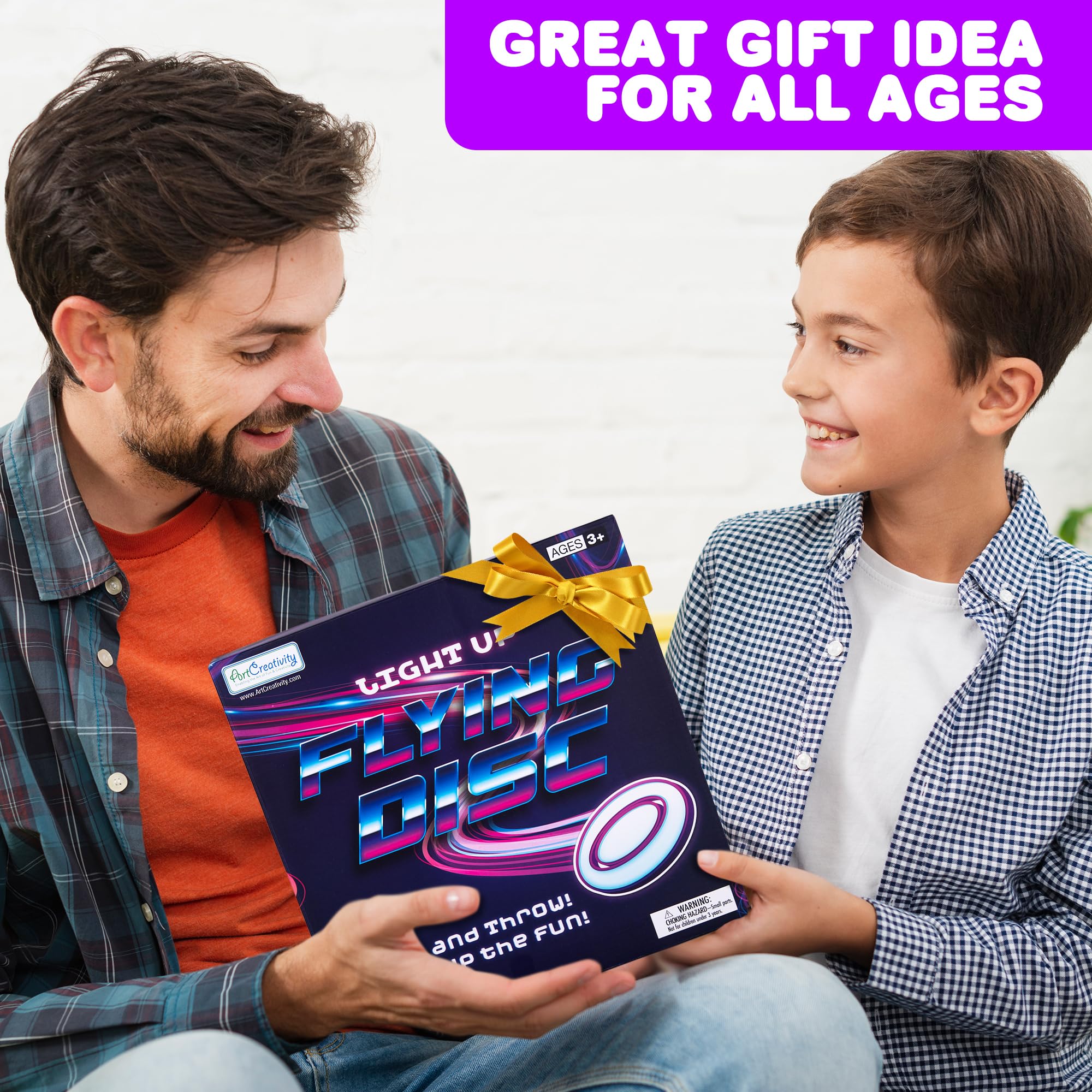 ArtCreativity Light Up Flying Disc Toy - 1 Piece - Flying Disk for Kids with 49 Bright LEDs - Flying Disc for Day and Night Fun - Outdoor Toys for Kids and Adults - Gifts for Boys 10 11 12 13