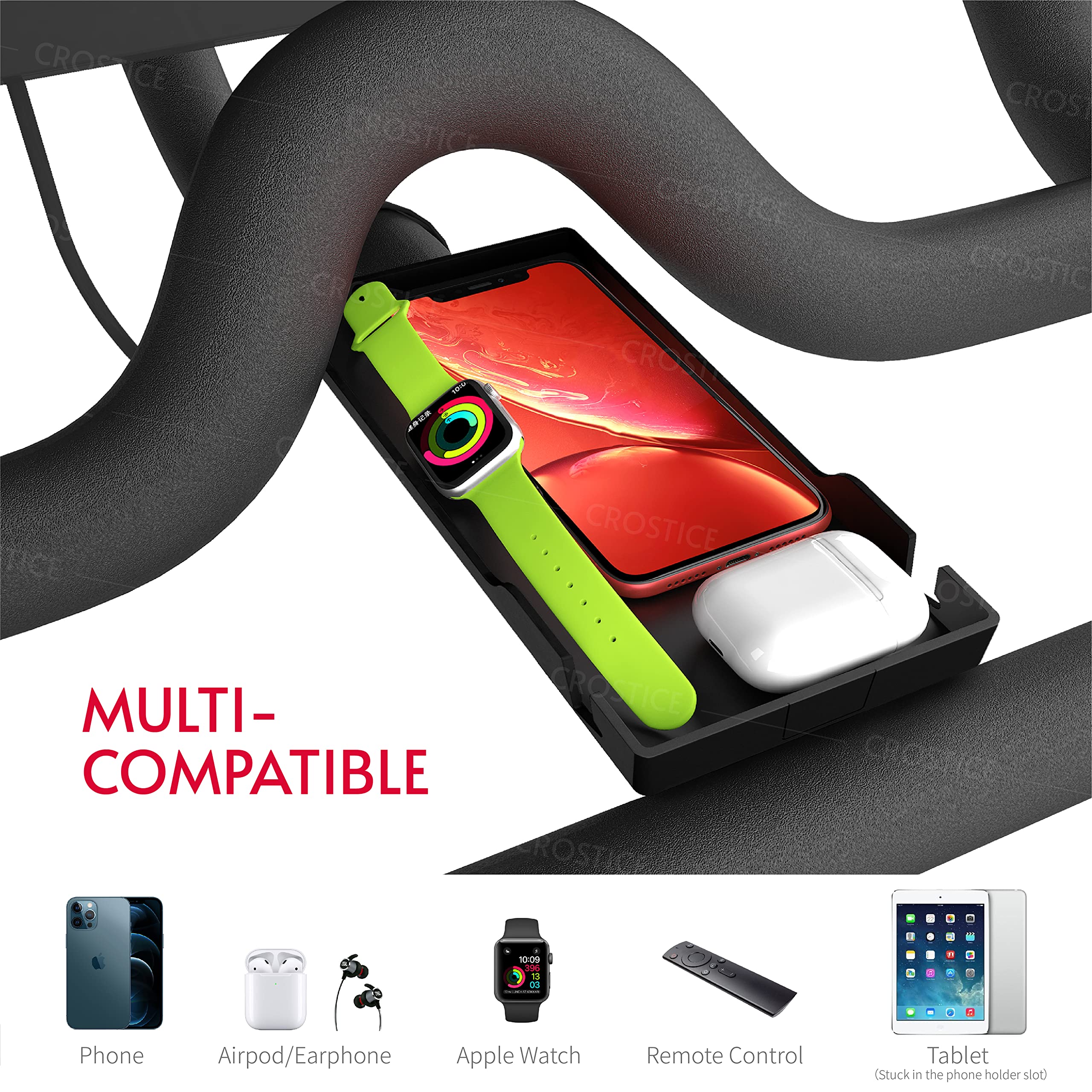 Crostice Phone Holder Compatible with Peloton Bike & Bike Plus Accessories, Original Design Phone Tray, Holder for iPhone, Cell Phone Holder Mount, Fit for Most Phone, Baby Monitor