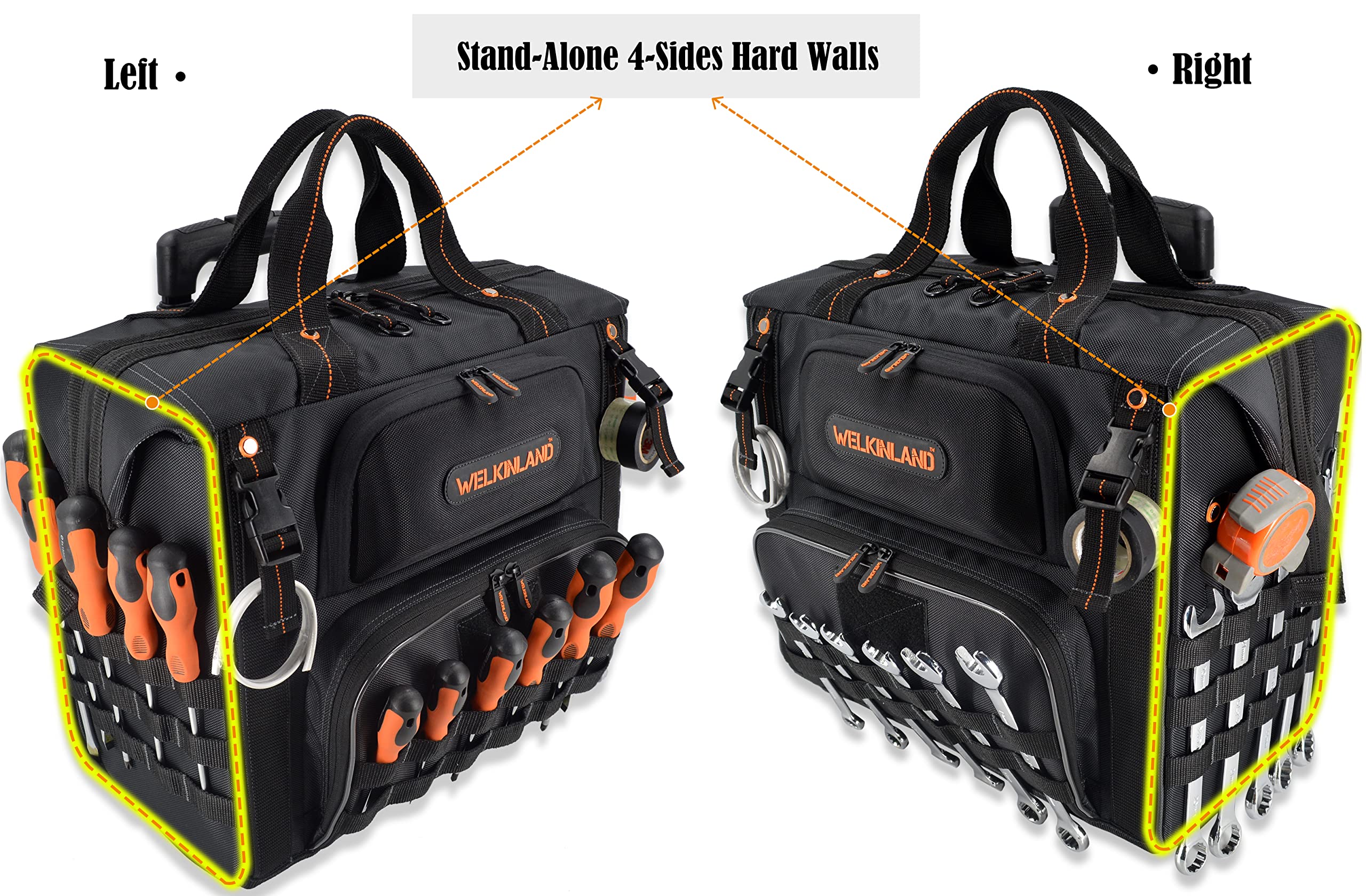 WELKINLAND 46Pockets-26" Rolling tool bag, Tools bag with wheels, Rolling tote bag, Tool tote, HVAC tools bags, Electrician tool bag, Tool bag organizer, Tool bags for men