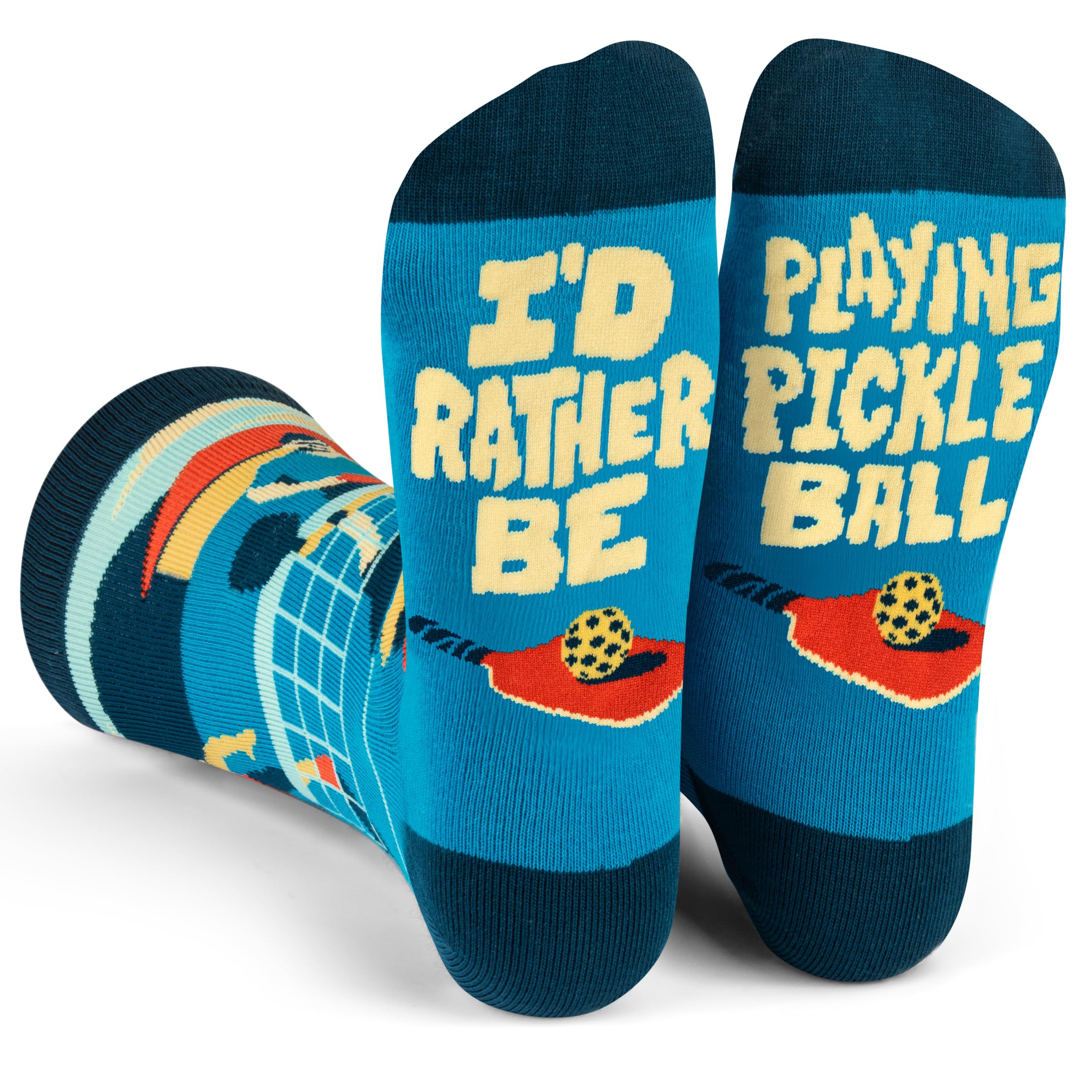 I'd Rather Be - Funny Socks For Men & Women - Gifts For Golfing, Hunting, Camping, Hiking, Skiing, Reading, Sports and more (US, Alpha, One Size, Regular, Regular, Playing Pickleball)