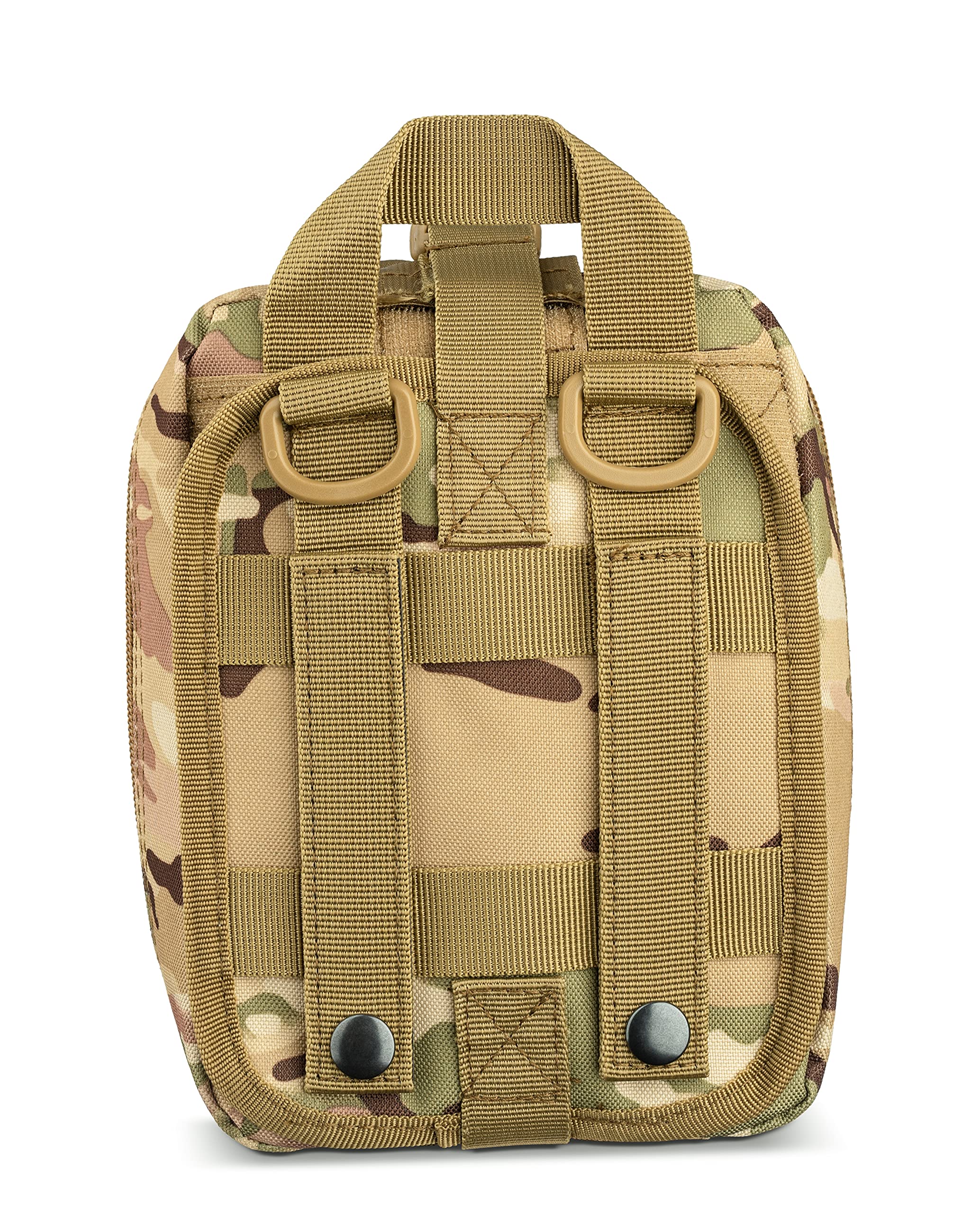 Scherber Premium IFAK Kit Trauma Pack | HSA/FSA Approved | SOF Tourniquet, QuikClot 4x4 HyFin Chest Seal, Israeli Bandage | Fully Stocked MOLLE Pouch for Gunshot, Bleeding, Major Wound Care (Camo)