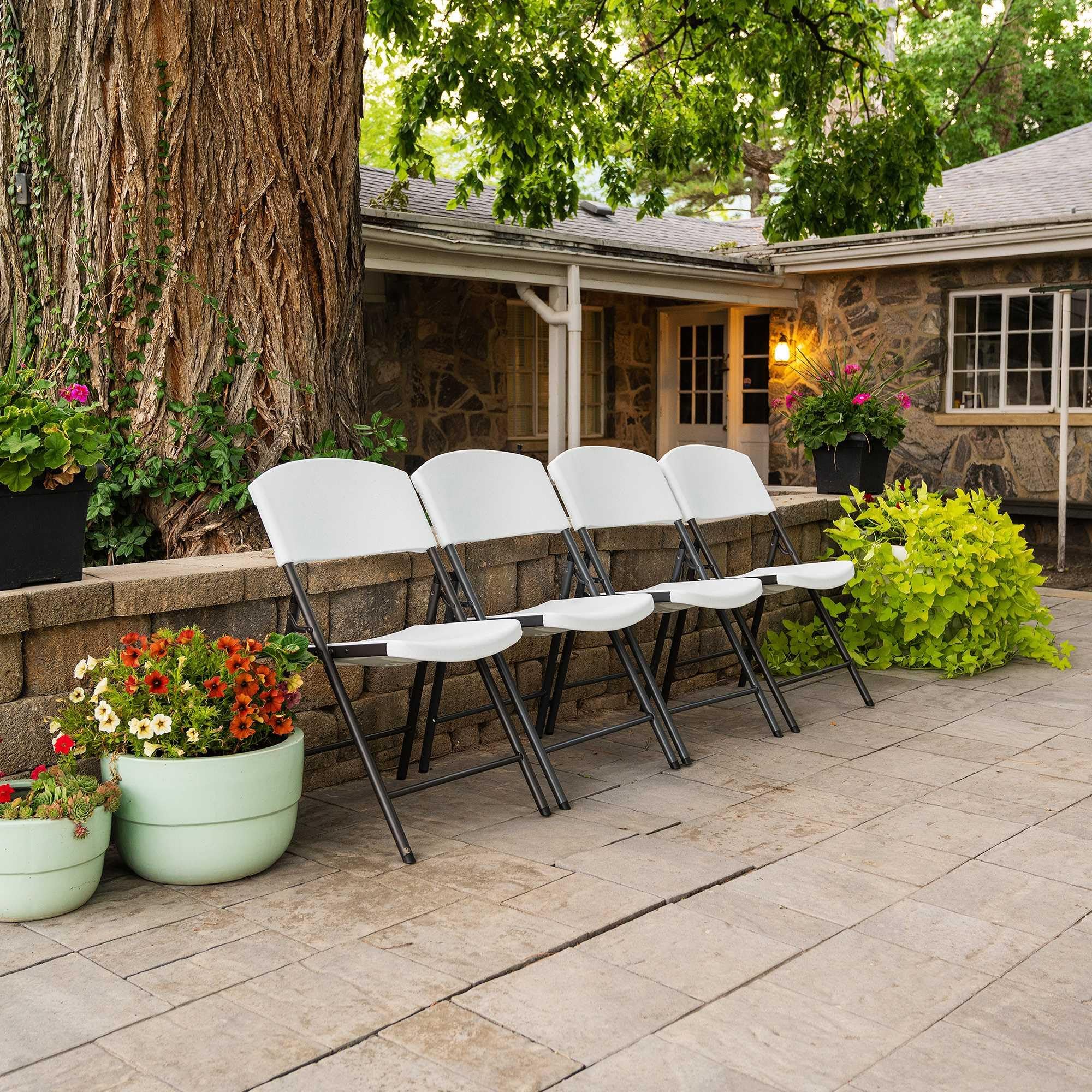 Lifetime 42810 Light Commercial Folding Chair (Pack of 4), White