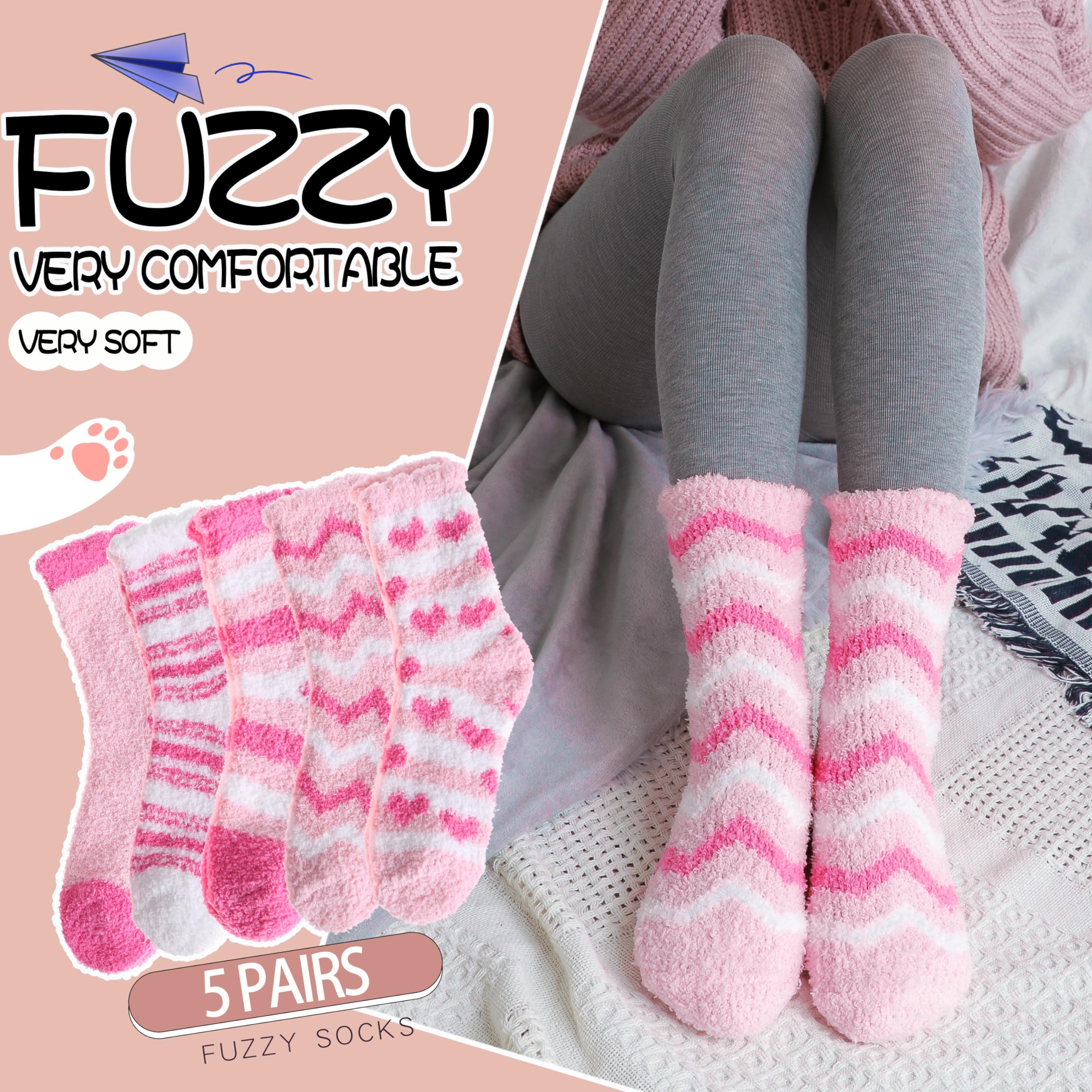 EBMORE Fuzzy Socks for Women, Fluffy Cozy Comfy Soft Cabin Plush Warm Winter Sleep Home Slipper Socks, Christmas Gifts, Valentines Day Gifts for Her, Women Who Have Everything, Stocking Stuffers