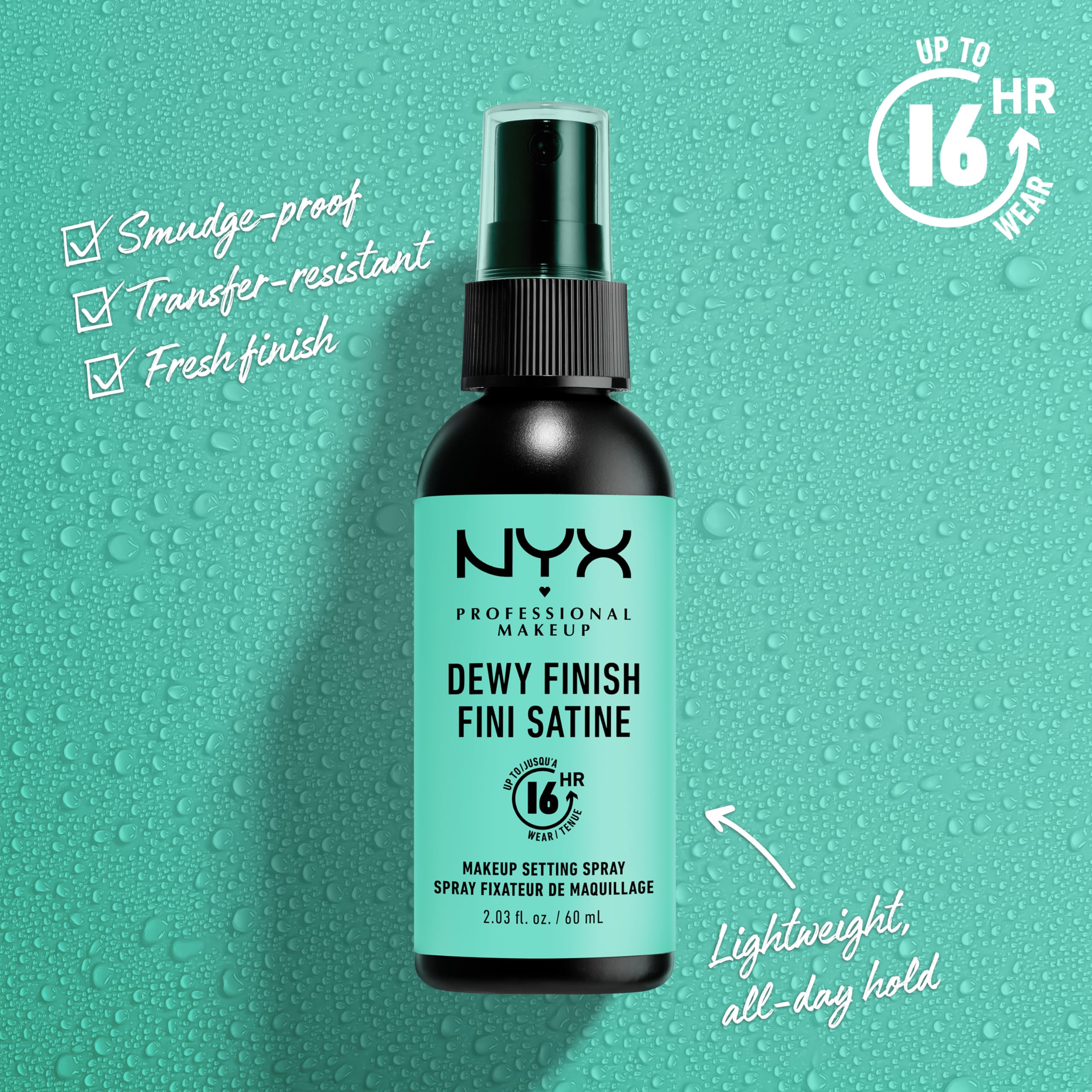 NYX PROFESSIONAL MAKEUP Makeup Setting Spray - Dewy Finish, Long-Lasting Vegan Formula (Packaging May Vary)