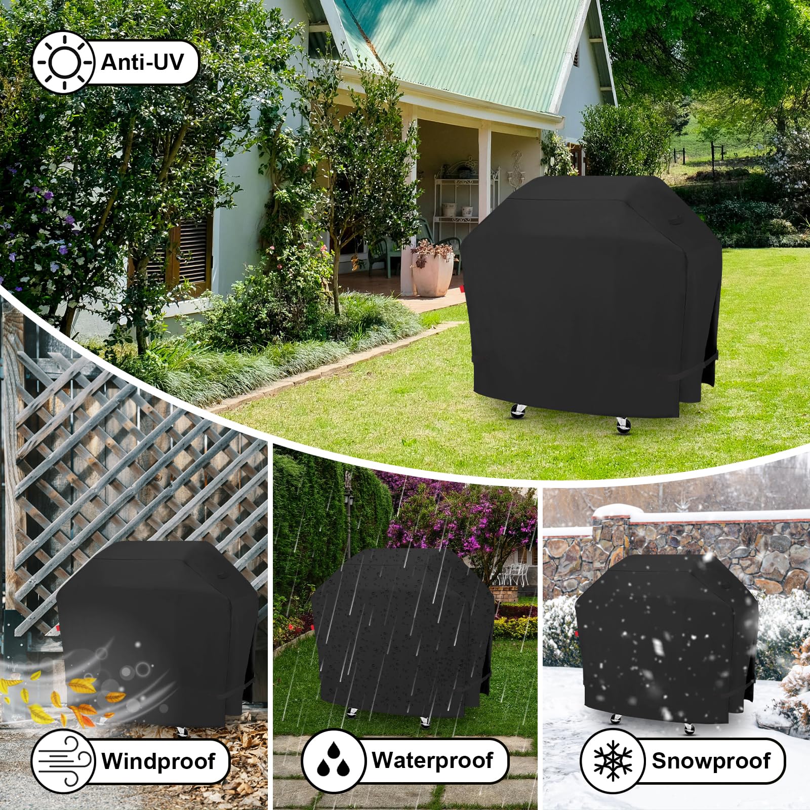 Outdoor Grill Cover Fits Cuisinart Propel+ 4-Burner 3-in-1 Gas Grill CGG-6331, Cover Geny Waterproof 600D Heavy Duty BBQ Grill Covers, 58" L x 26" D x 45" H.