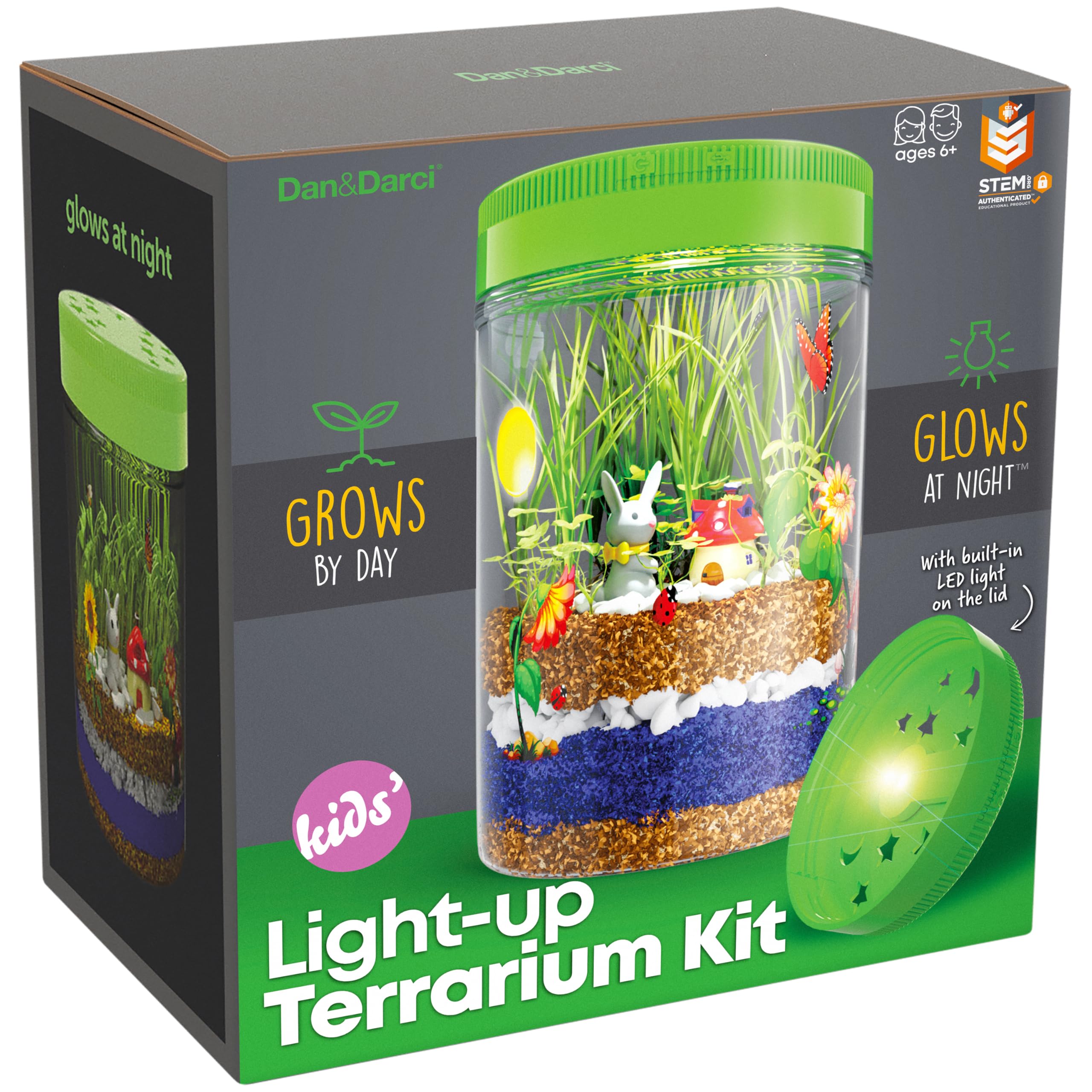 Dan&Darci Light-Up Terrarium Kit for Kids - STEM Science Kits - Gifts for Kids - Educational DIY Kids Toys for Boys & Girls - Crafts Projects Ideas for Ages 6 7 8-12 Year Old Age